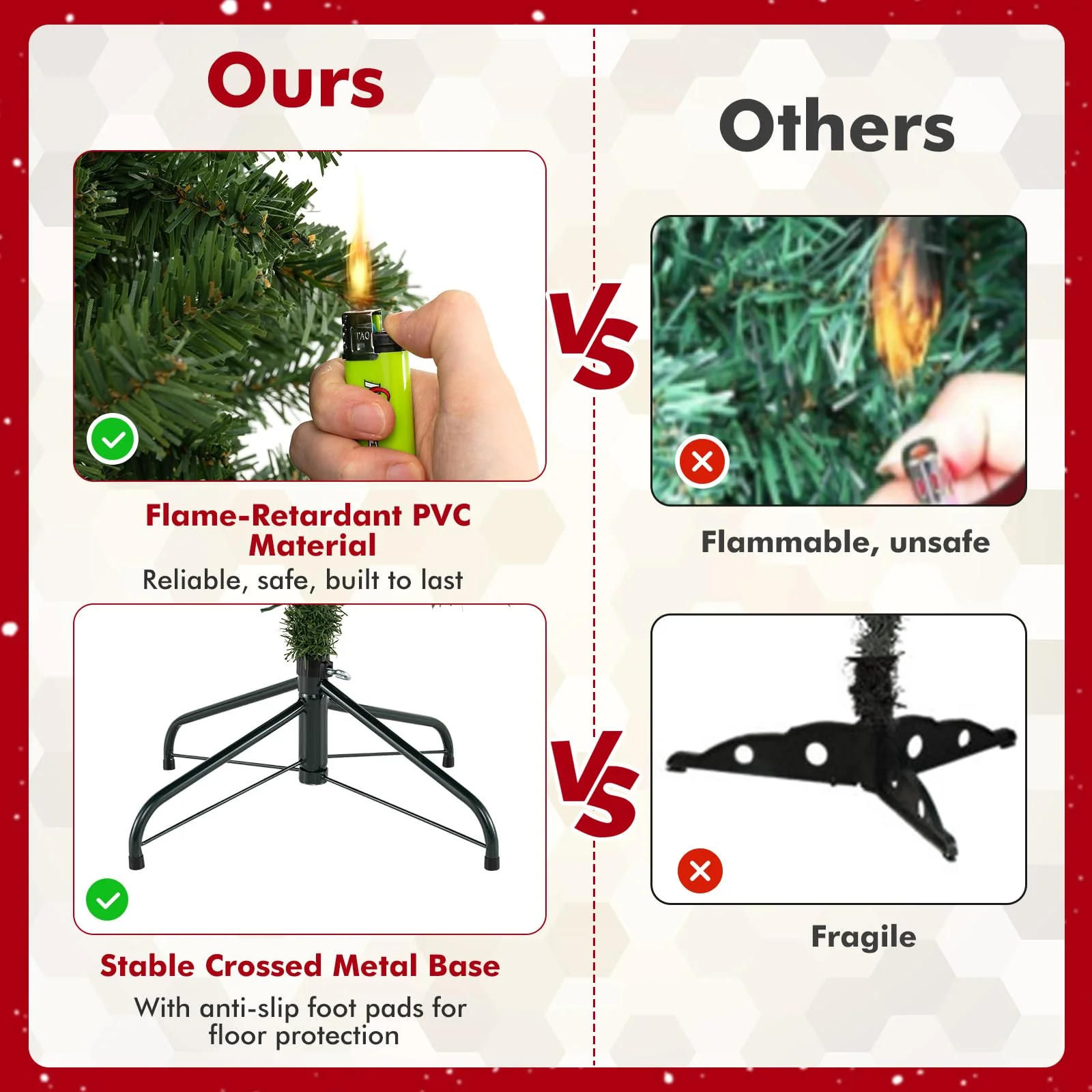 Goplus 6FT | 7FT | 8FT Pre-Lit Remote Control Artificial Christmas Tree with Warm White LED Lights - Image 6
