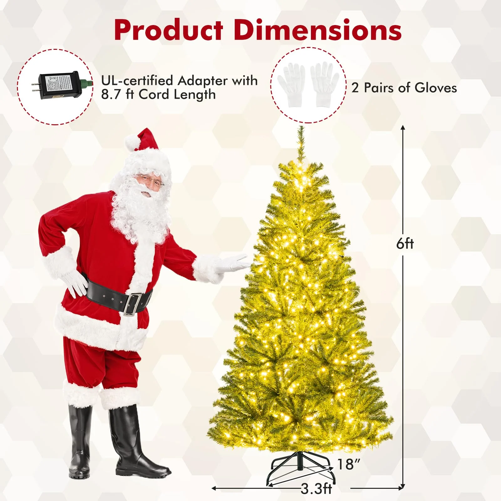 Goplus 6FT | 7FT | 8FT Pre-Lit Remote Control Artificial Christmas Tree with Warm White LED Lights - Image 7