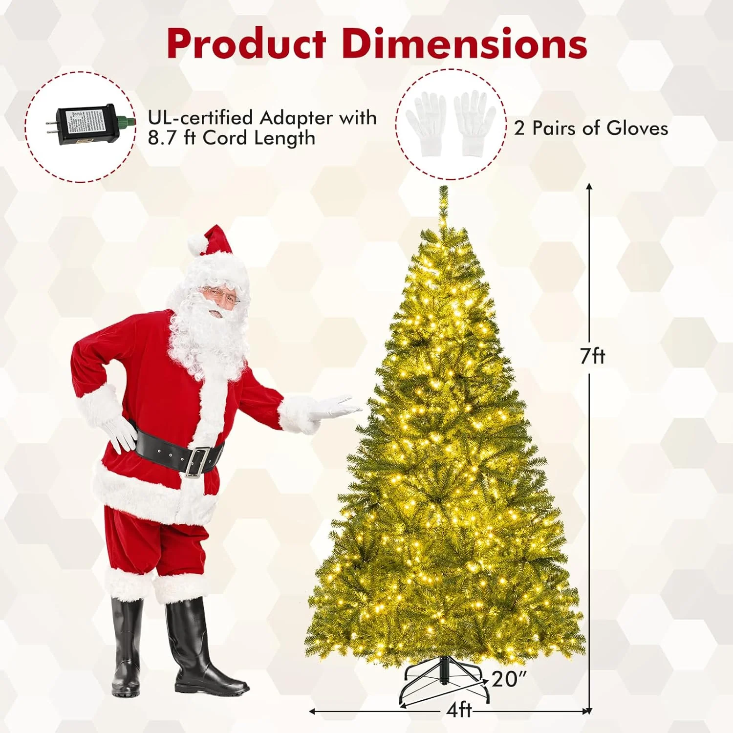 Goplus 6FT | 7FT | 8FT Pre-Lit Remote Control Artificial Christmas Tree with Warm White LED Lights - Image 8