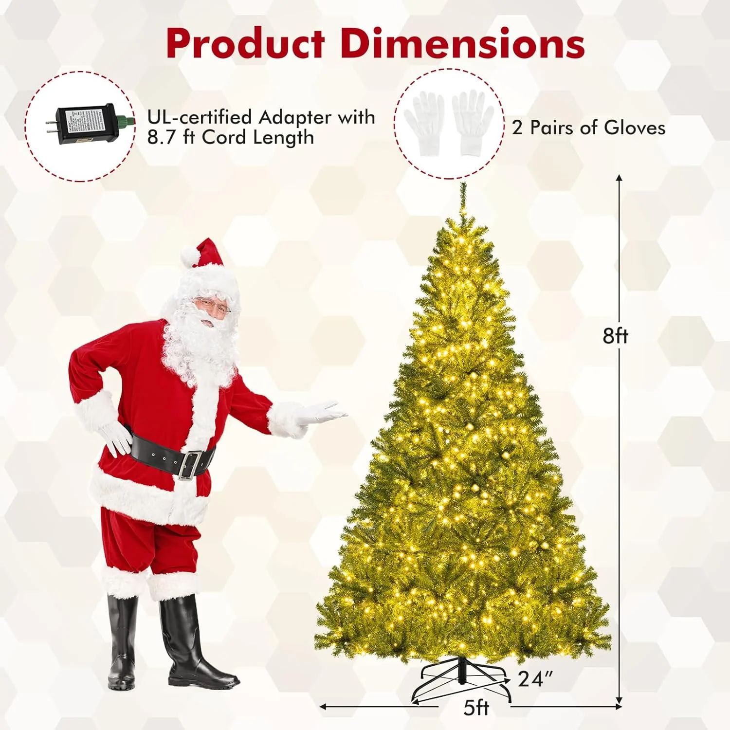 Goplus 6FT | 7FT | 8FT Pre-Lit Remote Control Artificial Christmas Tree with Warm White LED Lights - Image 9