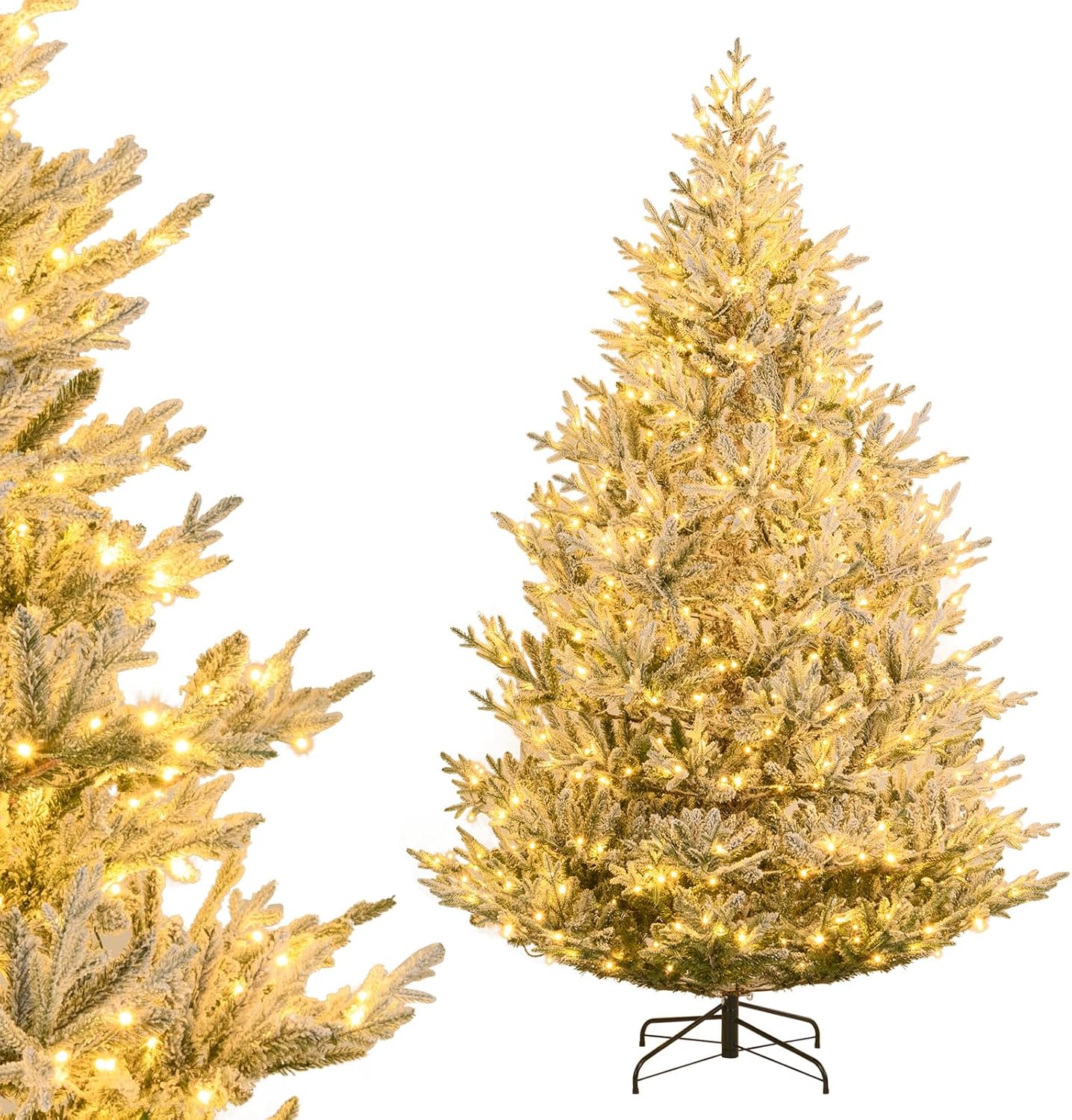 Goplus 6FT / 7FT / 8FT Pre-Lit Snow Flocked Christmas Tree | Holiday Home Office Decoration - Image 12