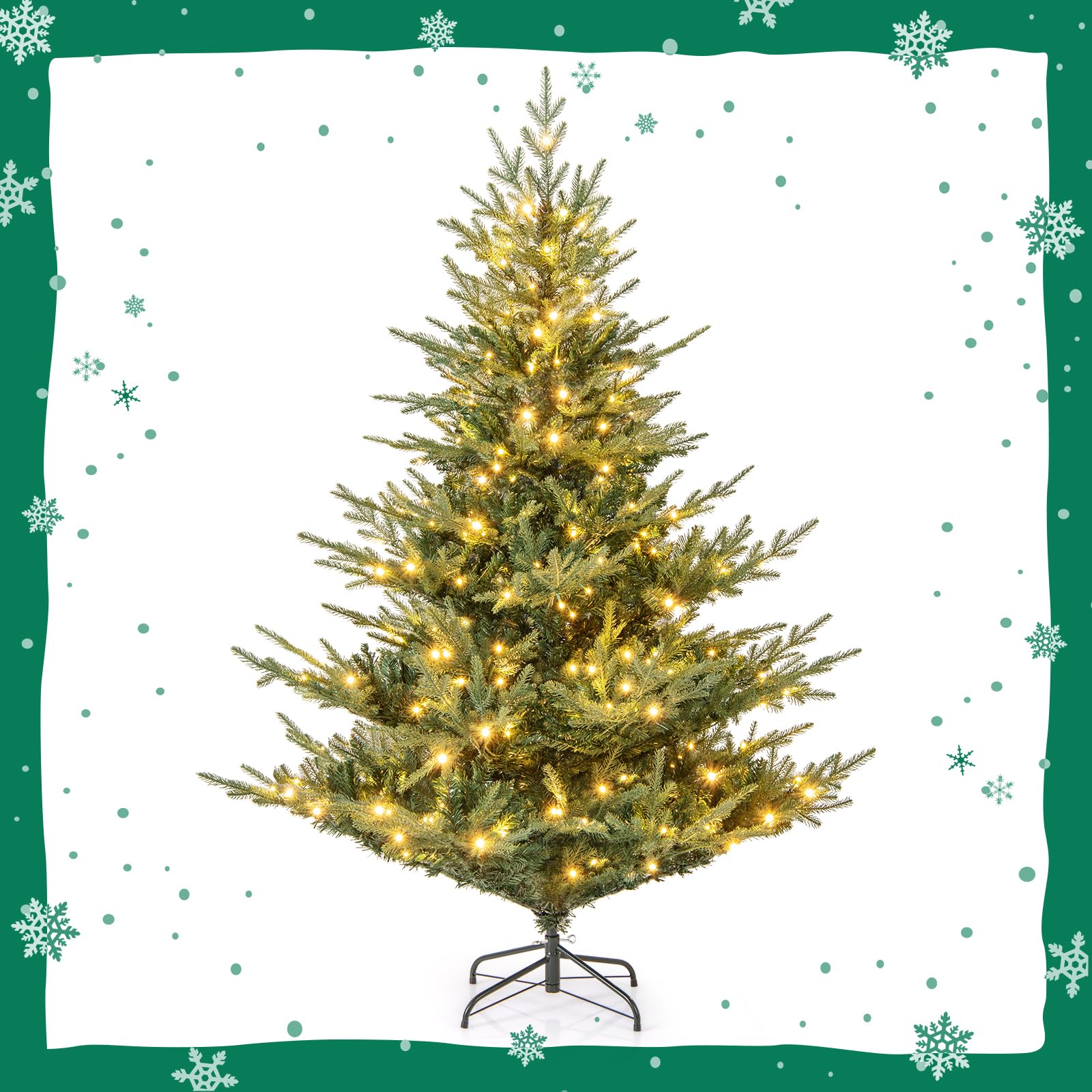 Goplus 6FT / 7FT Pre-Lit Artificial Christmas Tree with PVC & PE Mixed Branch Tips - Image 10