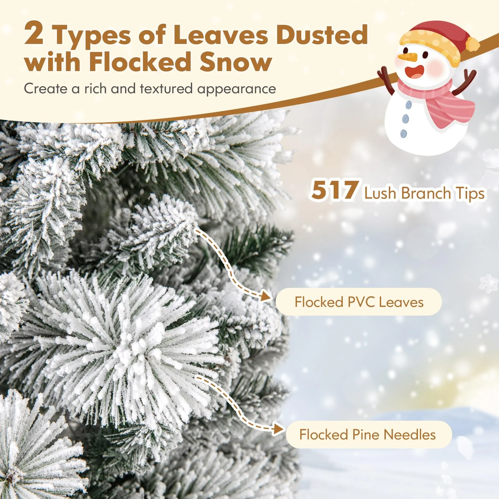 Goplus 6ft / 7ft Pre-Lit Pop Up Christmas Tree Collapsible Snow Flocked Artificial Xmas Tree - Image 4