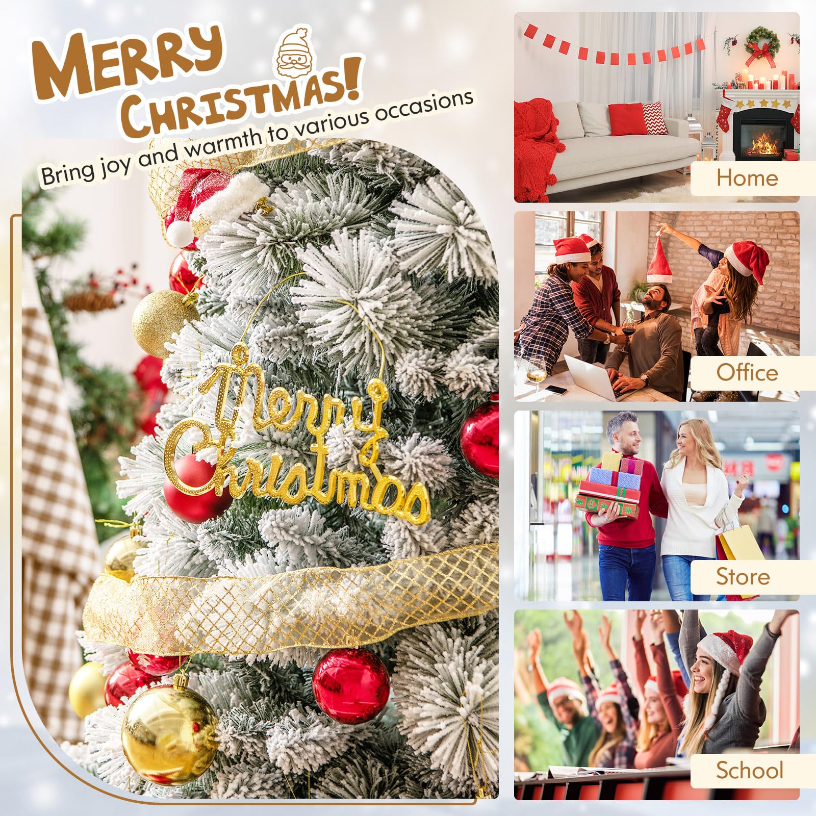 Goplus 6ft / 7ft Pre-Lit Pop Up Christmas Tree Collapsible Snow Flocked Artificial Xmas Tree - Image 6