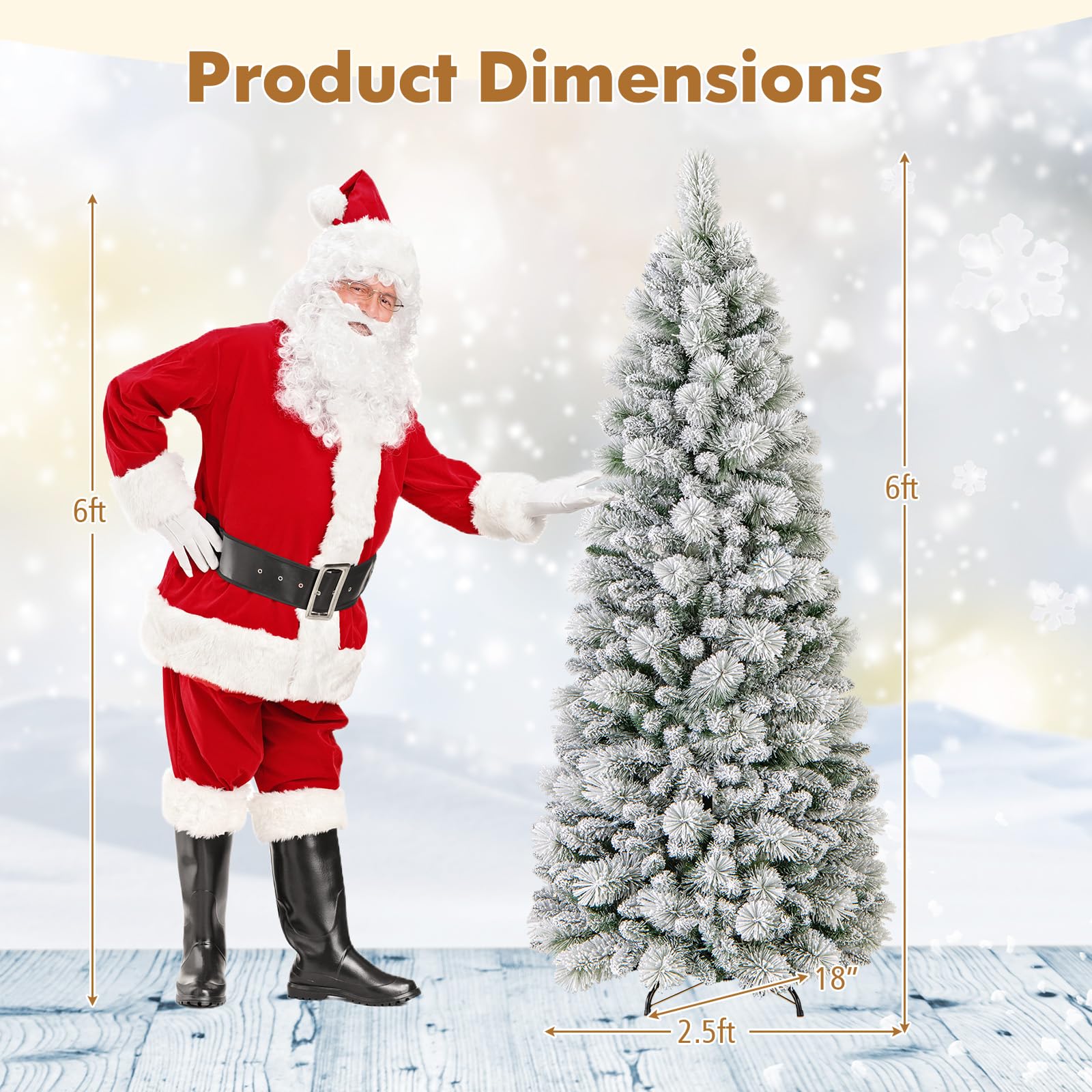 Goplus 6ft / 7ft Pre-Lit Pop Up Christmas Tree Collapsible Snow Flocked Artificial Xmas Tree - Image 7