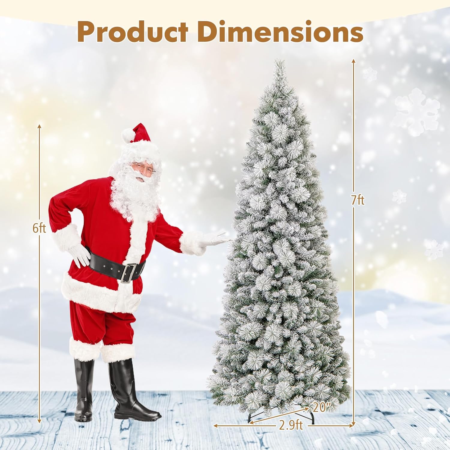 Goplus 6ft / 7ft Pre-Lit Pop Up Christmas Tree Collapsible Snow Flocked Artificial Xmas Tree - Image 9