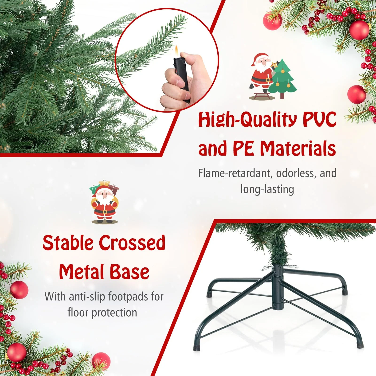 Goplus 6ft Faux Hinged Xmas Full Tree with 240 Warm White LED Lights, 778 Branch Tips - Image 5