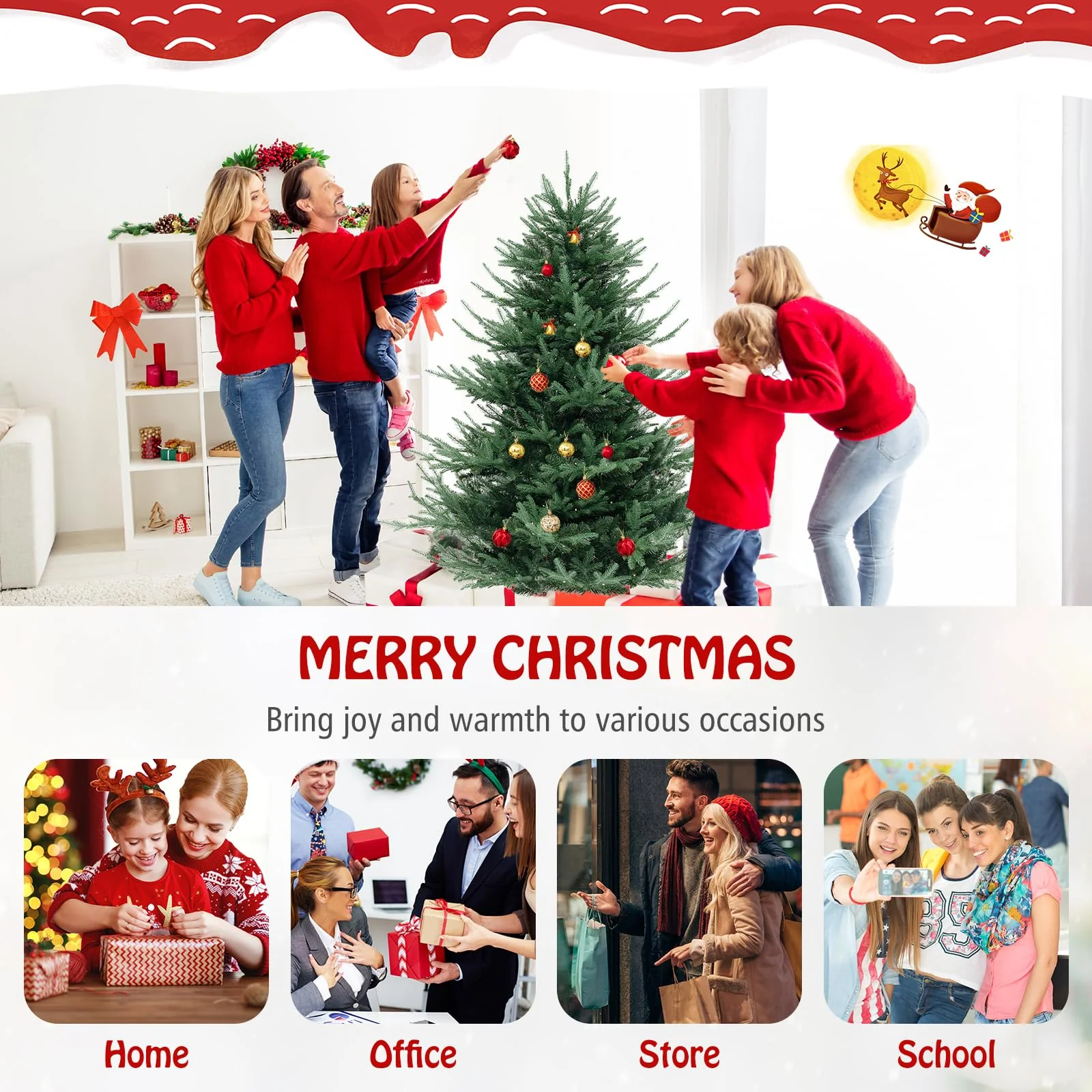 Goplus 6ft Faux Hinged Xmas Full Tree with 240 Warm White LED Lights, 778 Branch Tips - Image 6