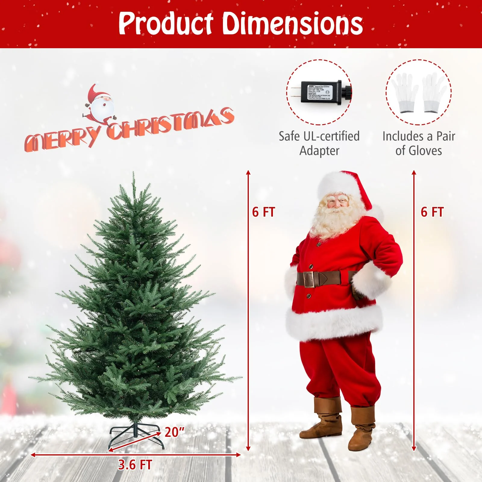 Goplus 6ft Faux Hinged Xmas Full Tree with 240 Warm White LED Lights, 778 Branch Tips - Image 7