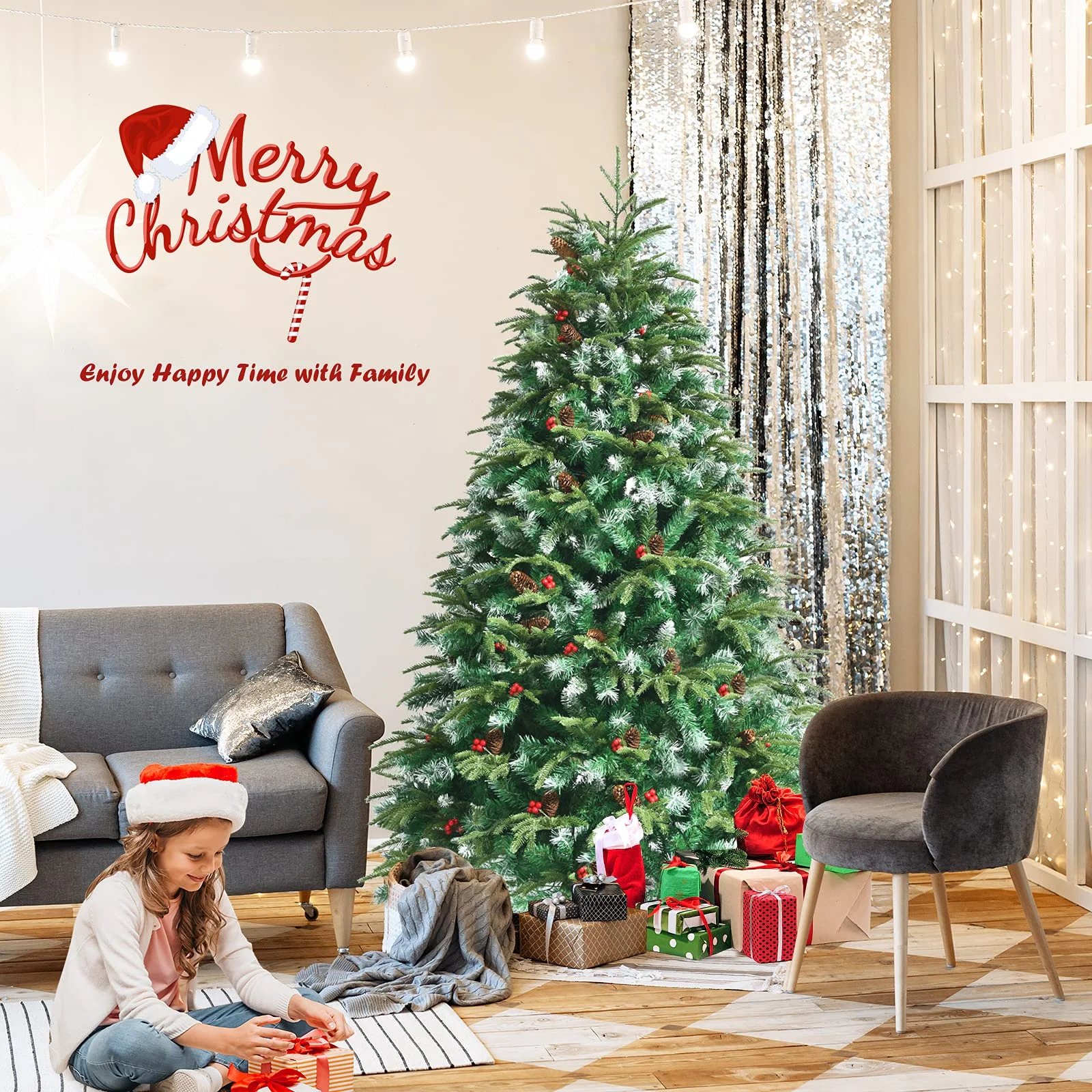 Goplus 5 ft / 6 FT Pre-Lit Artificial Christmas Tree - Image 8