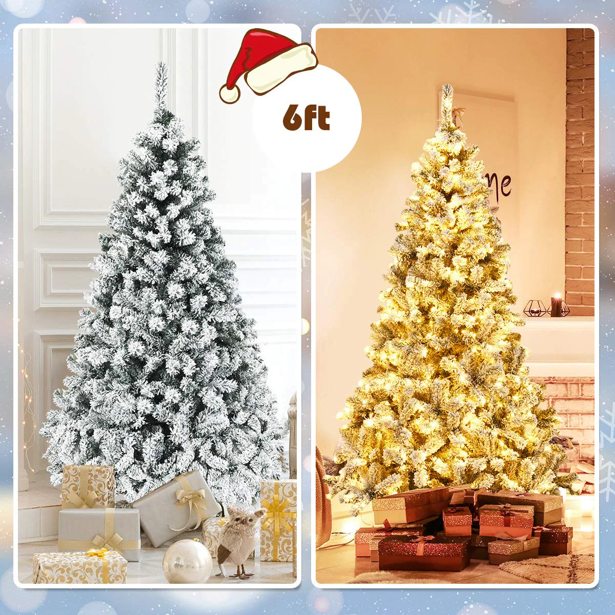Goplus 6ft/7.5ft/9ft Pre-Lit Artificial Christmas Tree - Image 3