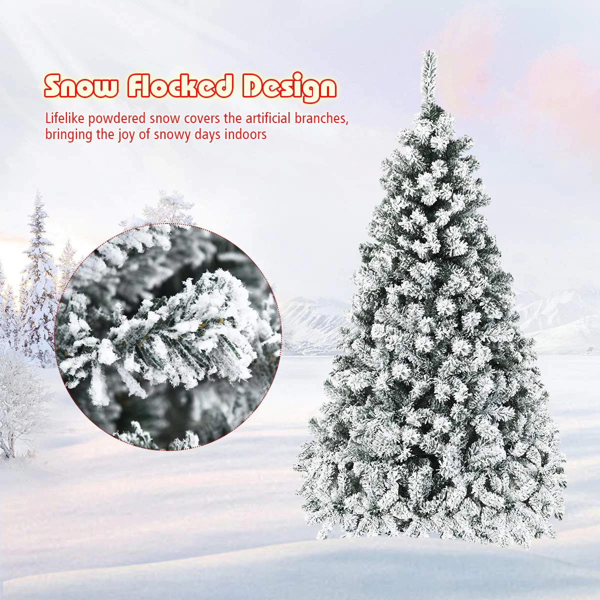 Goplus 6ft/7.5ft/9ft Pre-Lit Artificial Christmas Tree - Image 5