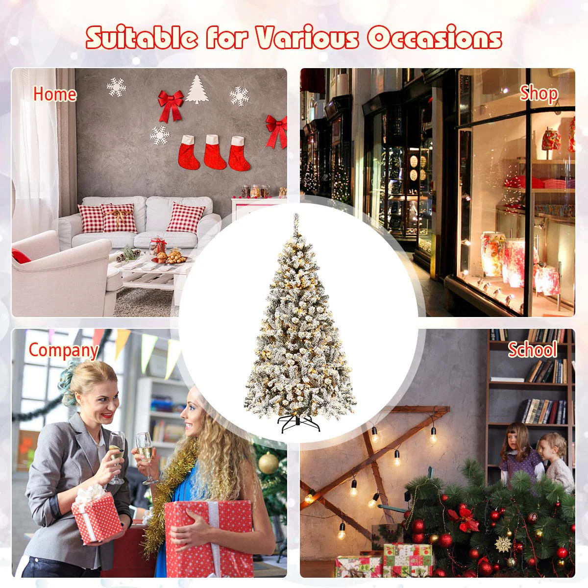 Goplus 6ft/7.5ft/9ft Pre-Lit Artificial Christmas Tree - Image 9