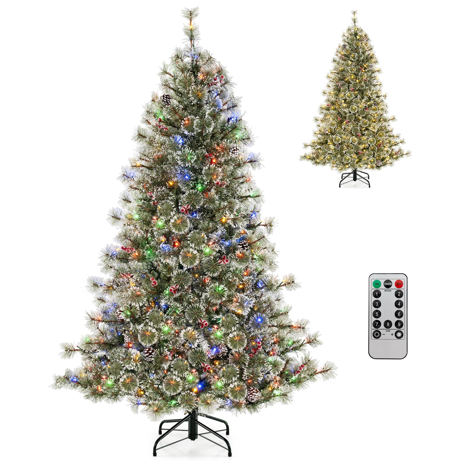 Goplus 6ft / 7.5ft / 9ft Pre-Lit Artificial Christmas Tree with 360° Quick Power Connector