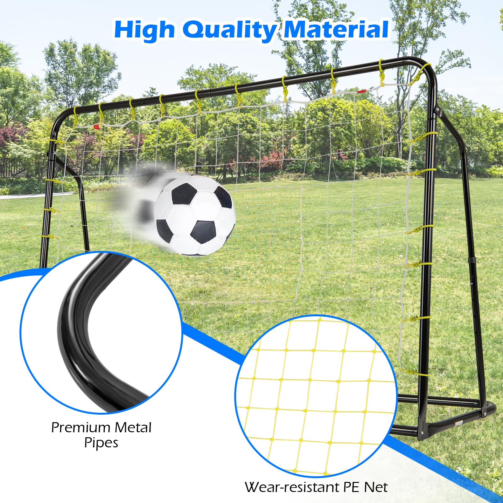 Goplus 6FT x4FT Soccer Net, 2 in 1 Soccer Rebounder Soccer Goal w/Shooting Auxiliary Area - Image 6