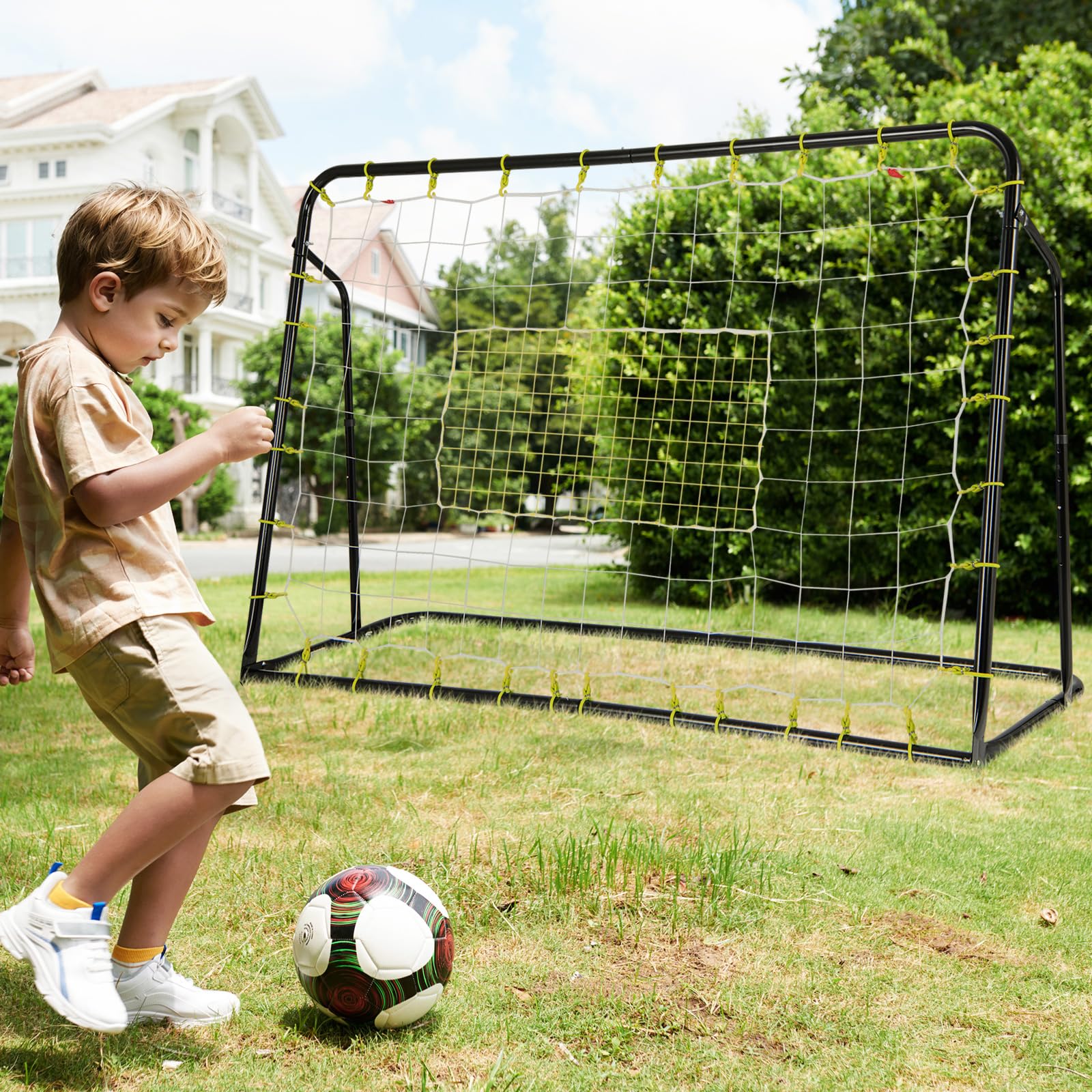Goplus 6FT x4FT Soccer Net, 2 in 1 Soccer Rebounder Soccer Goal w/Shooting Auxiliary Area - Image 8