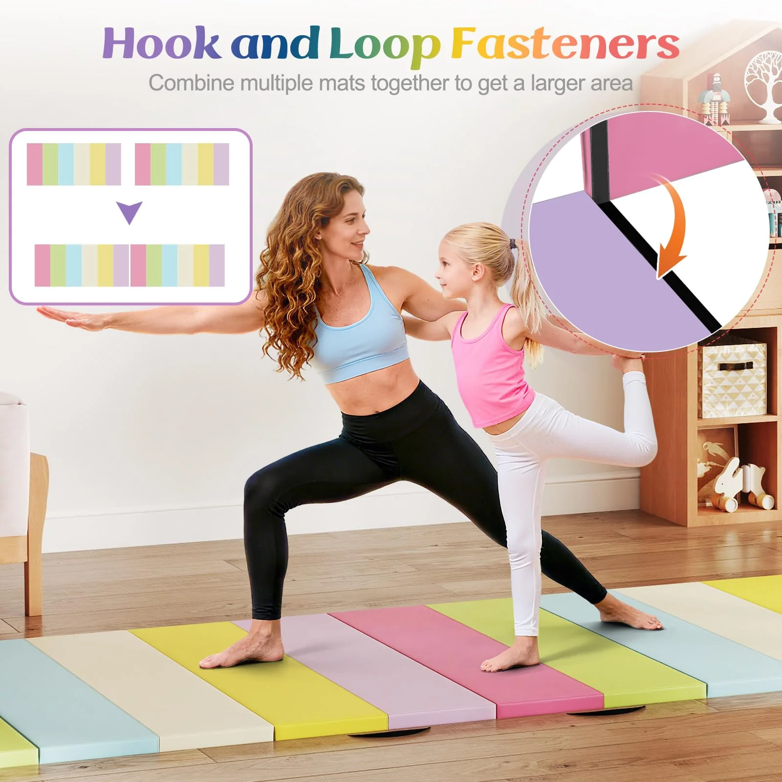 Goplus 6'x4' 3-Panel Folding Tumbling Mat w/Carrying Handles Hook&Loop Fastener - Image 3