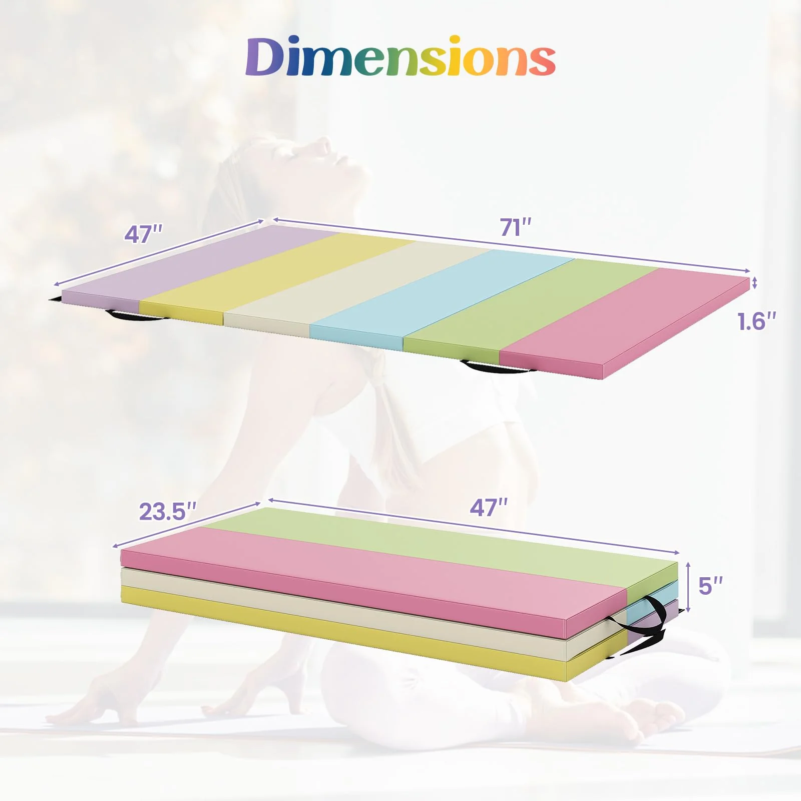 Goplus 6'x4' 3-Panel Folding Tumbling Mat w/Carrying Handles Hook&Loop Fastener - Image 7