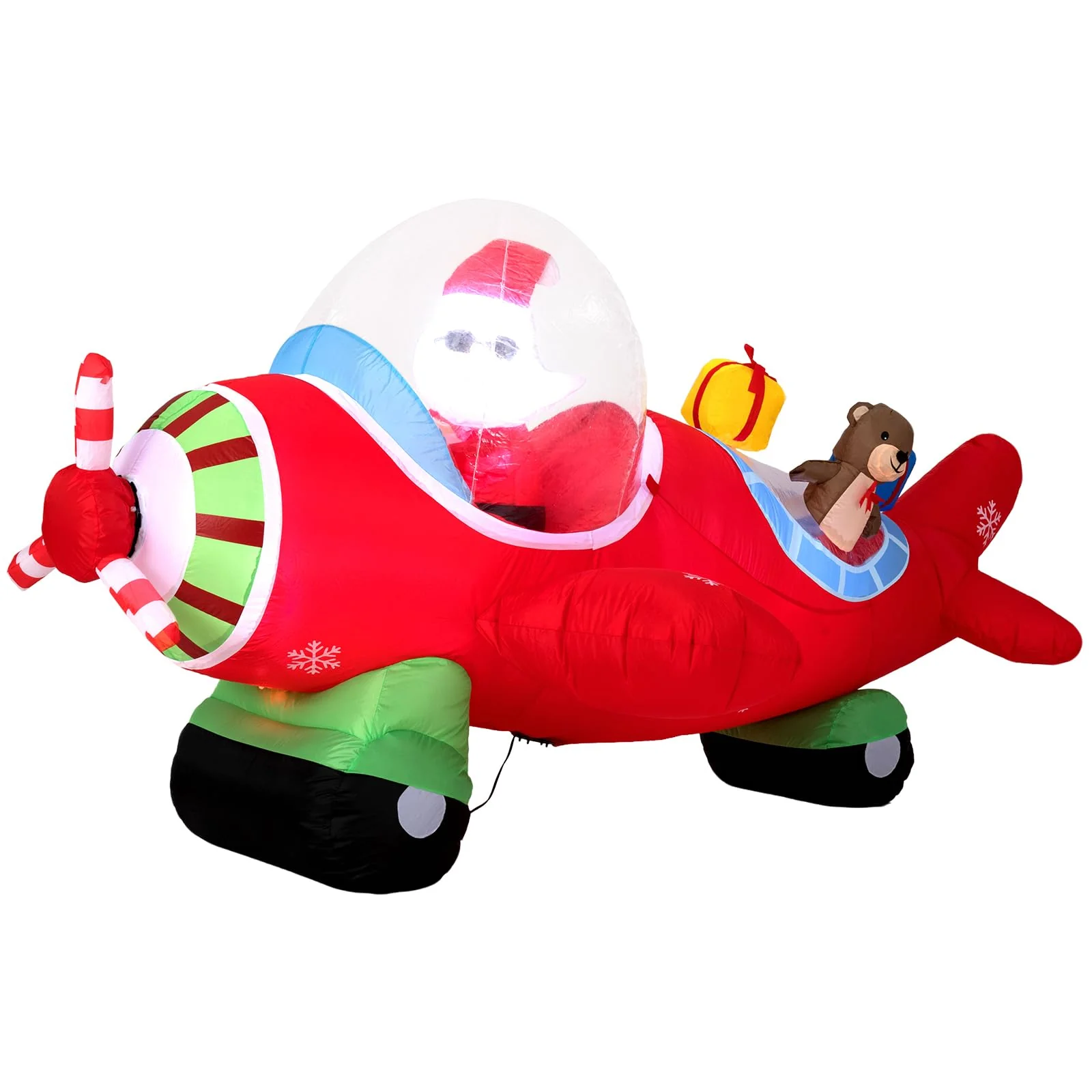 Goplus 7.2 Ft Animated Inflatable Santa on Plane Pre-lit Blow up Yard Decoration - Image 9