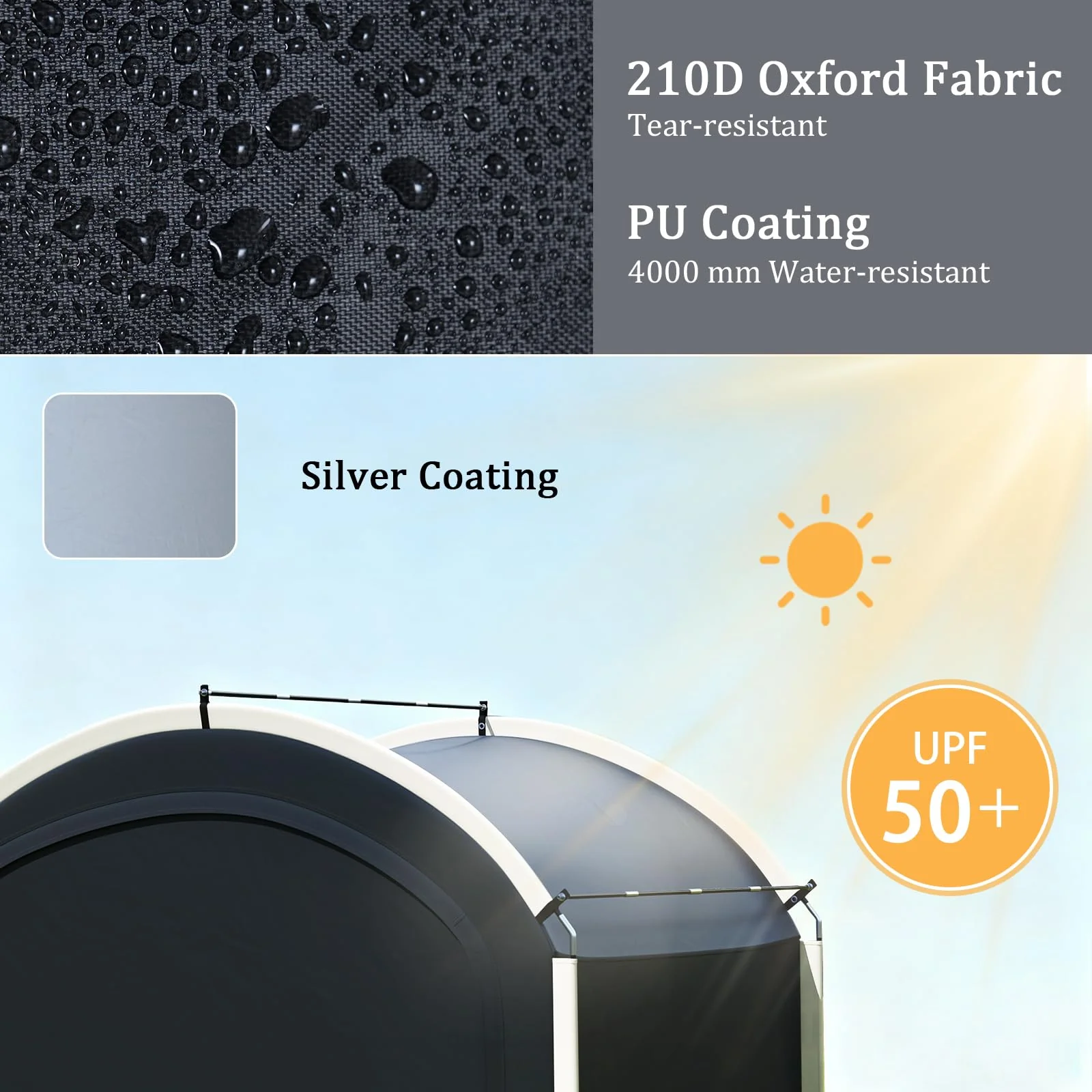 Goplus 7.2 x 4.9 FT Outdoor Bike Storage Sheds w/210D Oxford Fabric PU4000 Waterproof Cover - Image 2