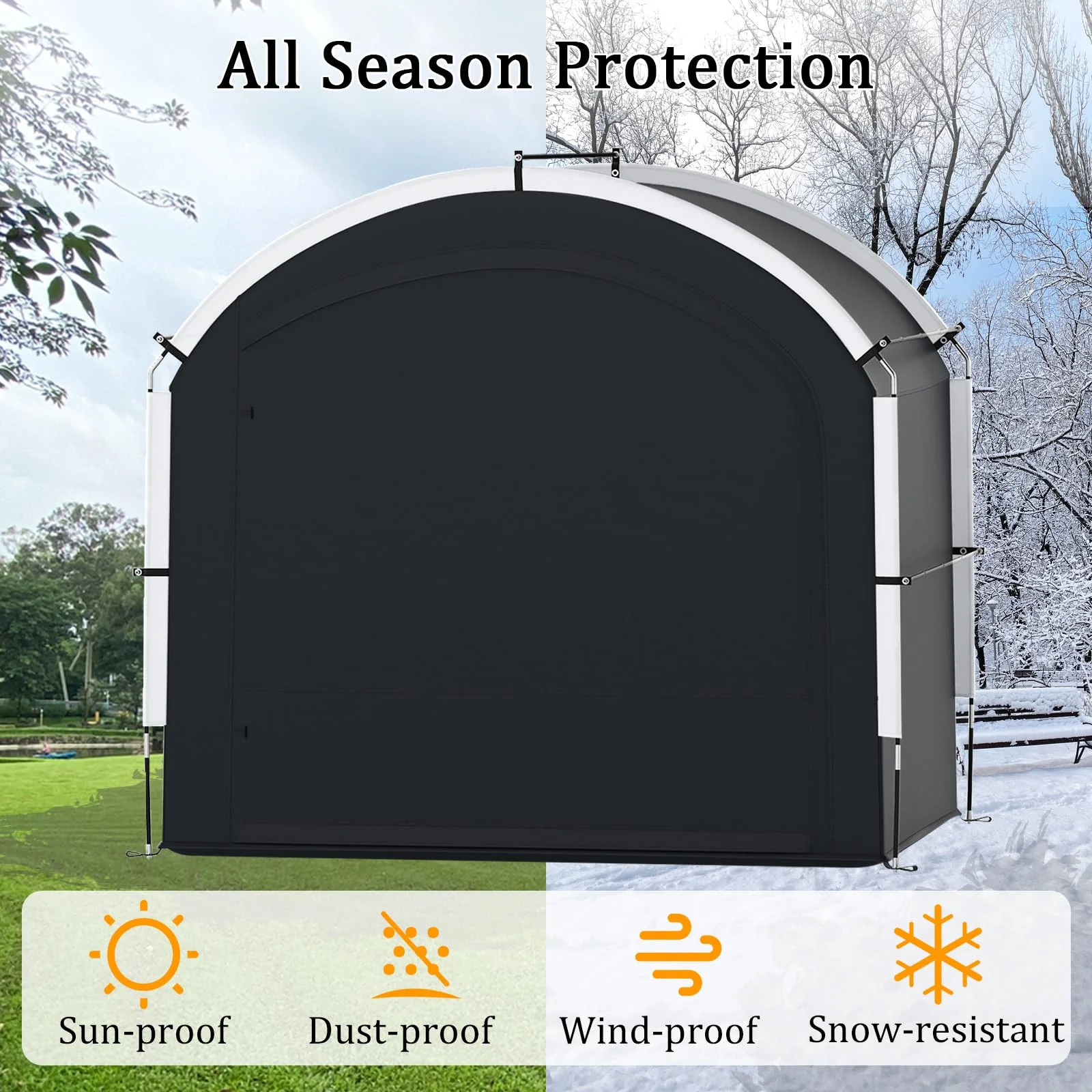 Goplus 7.2 x 4.9 FT Outdoor Bike Storage Sheds w/210D Oxford Fabric PU4000 Waterproof Cover - Image 3