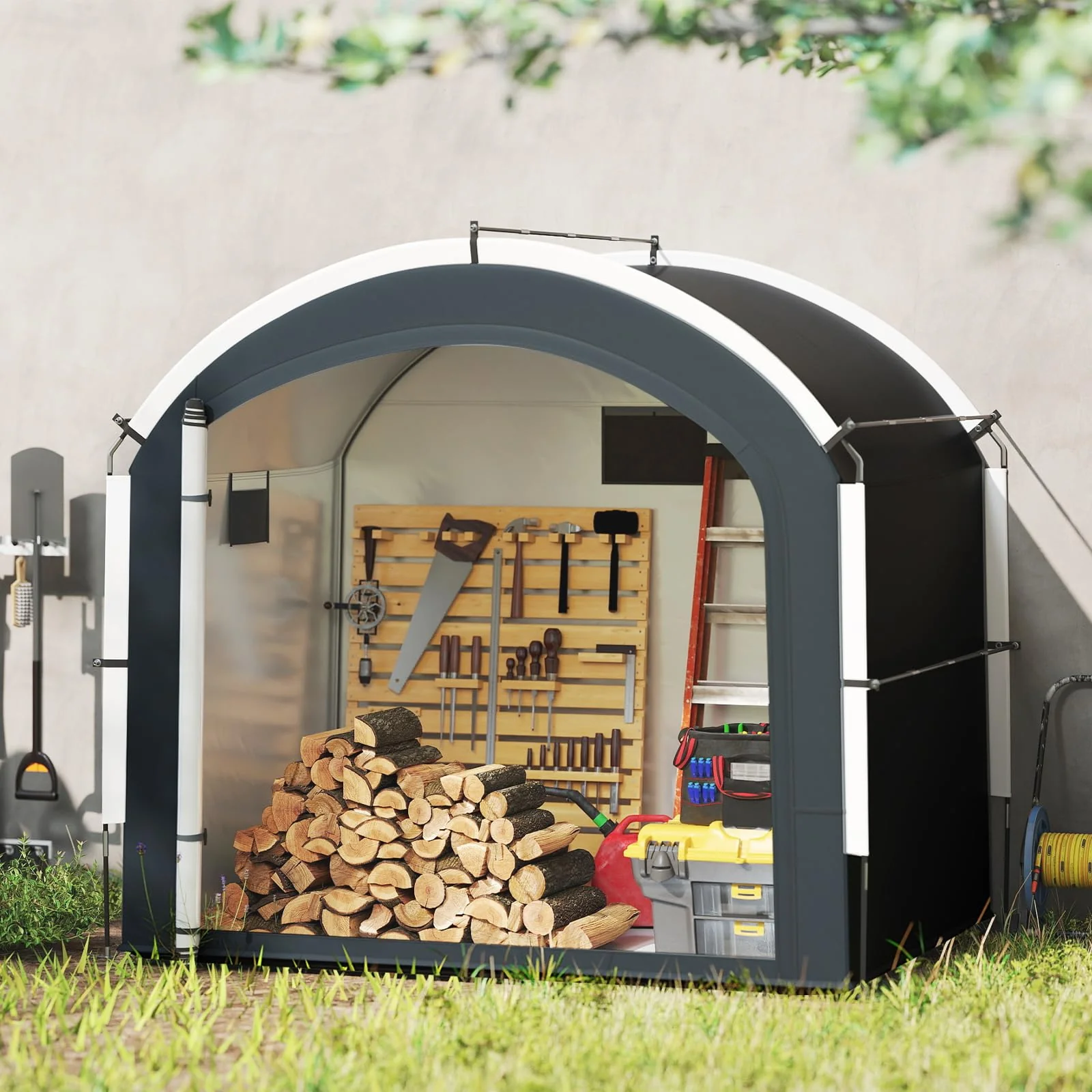 Goplus 7.2 x 4.9 FT Outdoor Bike Storage Sheds w/210D Oxford Fabric PU4000 Waterproof Cover - Image 9