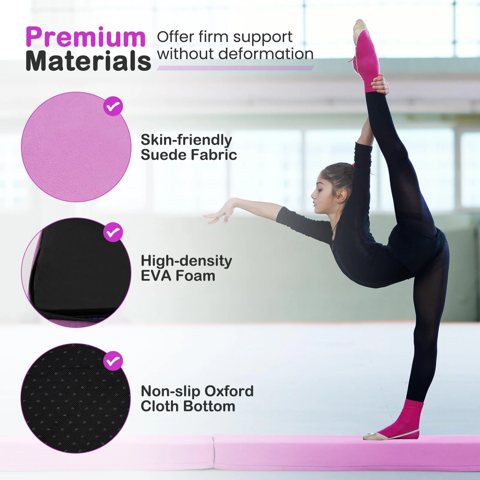 Goplus 7 FT Folding Balance Beam, Foam Floor Gymnastic Beam w/Removable Suede Cover, Non-Slip Bottom - Image 2