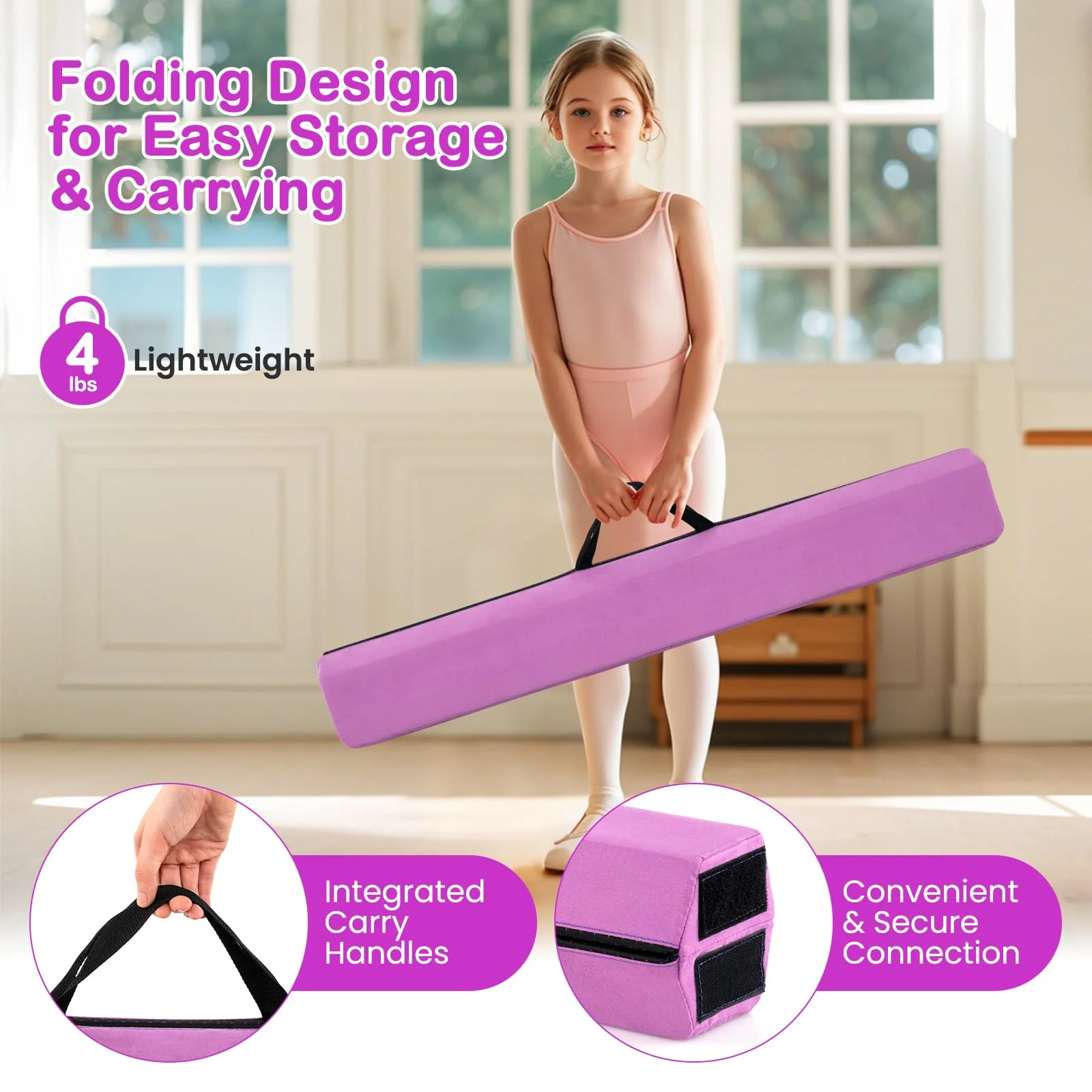 Goplus 7 FT Folding Balance Beam, Foam Floor Gymnastic Beam w/Removable Suede Cover, Non-Slip Bottom - Image 5