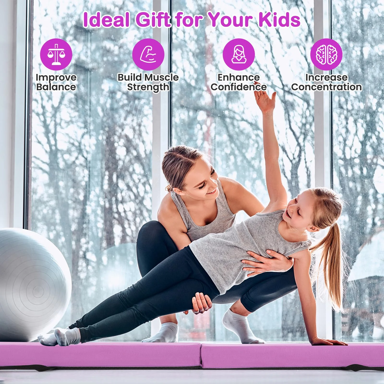 Goplus 7 FT Folding Balance Beam, Foam Floor Gymnastic Beam w/Removable Suede Cover, Non-Slip Bottom - Image 6