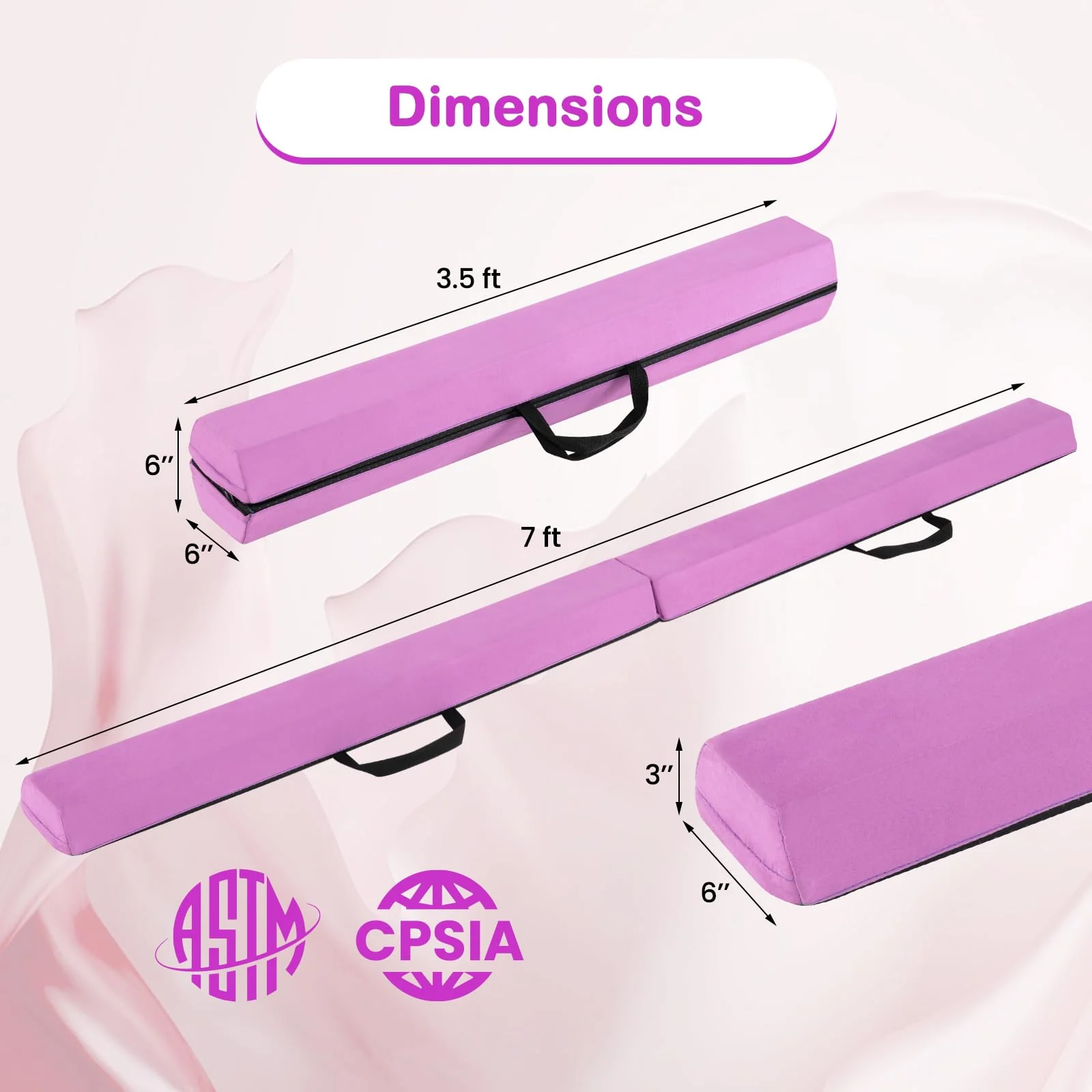 Goplus 7 FT Folding Balance Beam, Foam Floor Gymnastic Beam w/Removable Suede Cover, Non-Slip Bottom - Image 7