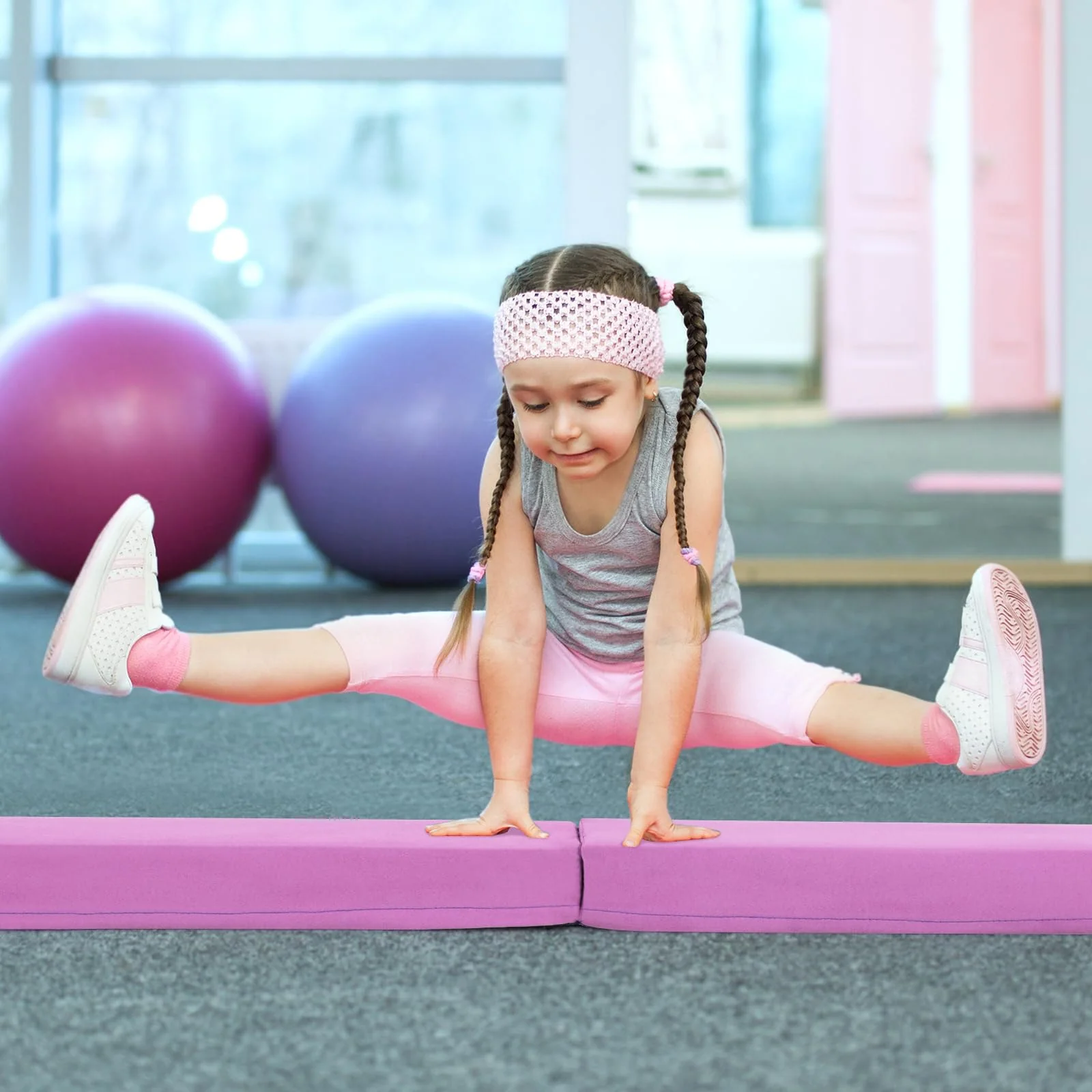Goplus 7 FT Folding Balance Beam, Foam Floor Gymnastic Beam w/Removable Suede Cover, Non-Slip Bottom - Image 9