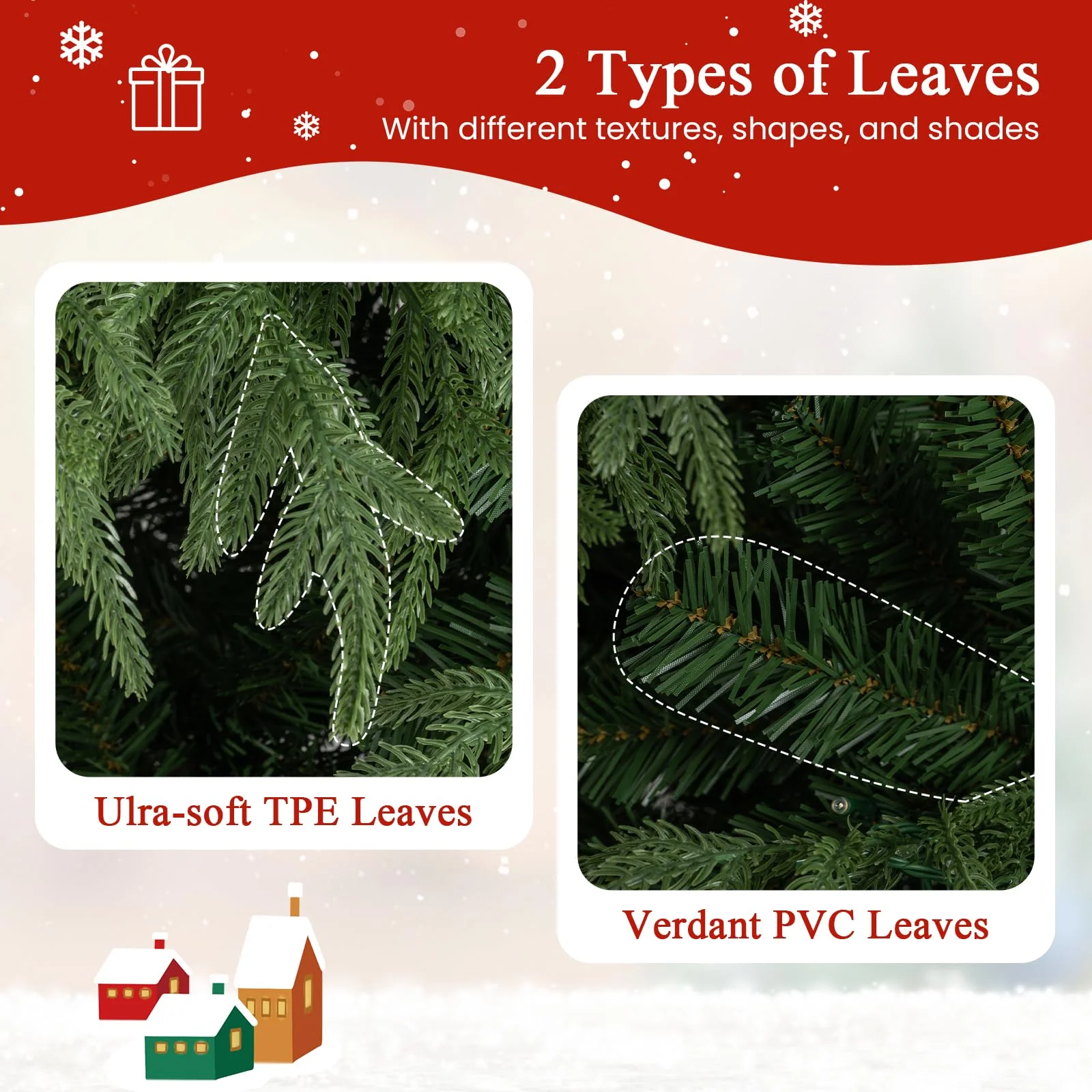 Goplus 7 FT Pre-Lit Artificial Christmas Tree, Hinged Faux Xmas Tree with 1217 Soft TPE & PVC Mixed Branch Tips - Image 5