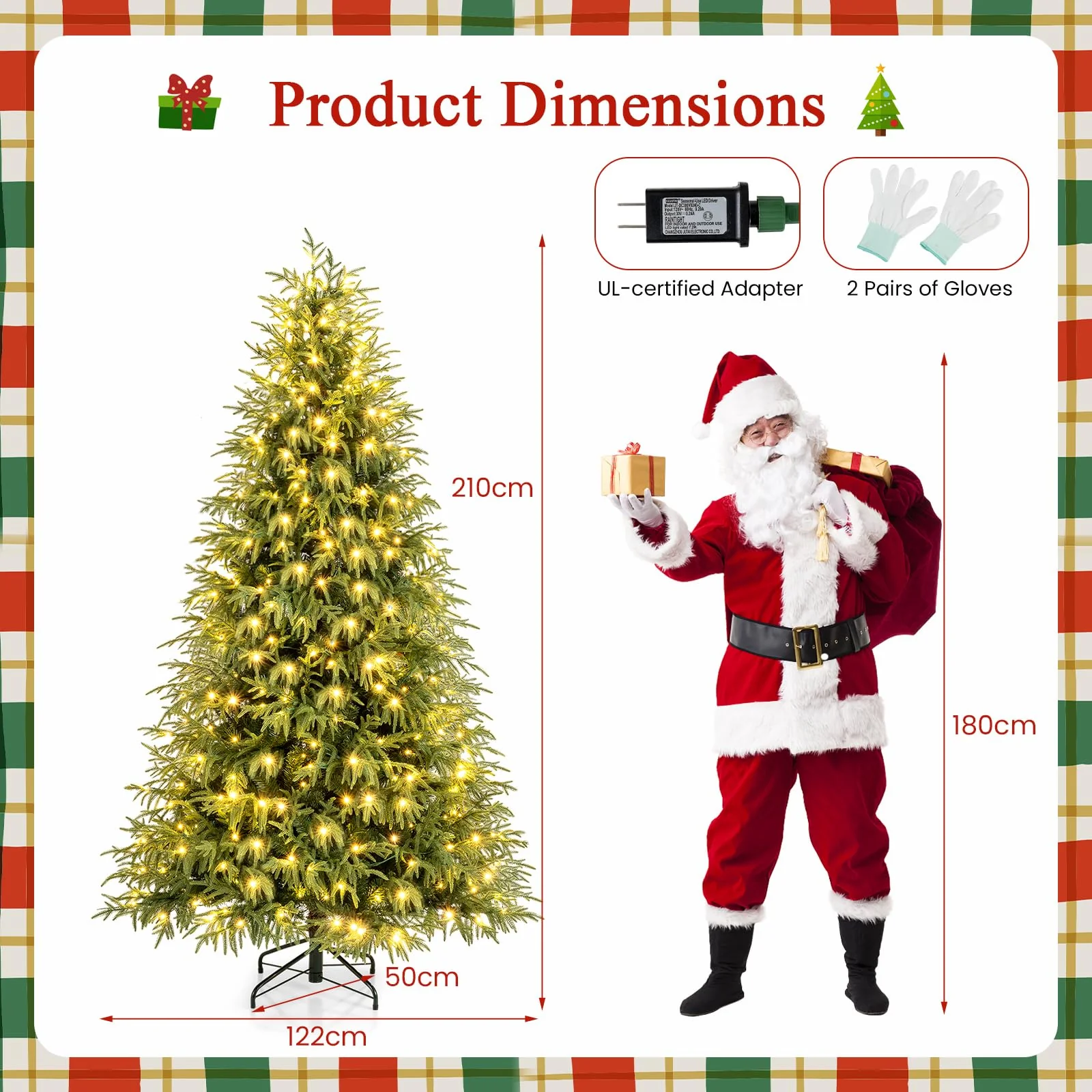 Goplus 7 FT Pre-Lit Artificial Christmas Tree, Hinged Faux Xmas Tree with 1217 Soft TPE & PVC Mixed Branch Tips - Image 7