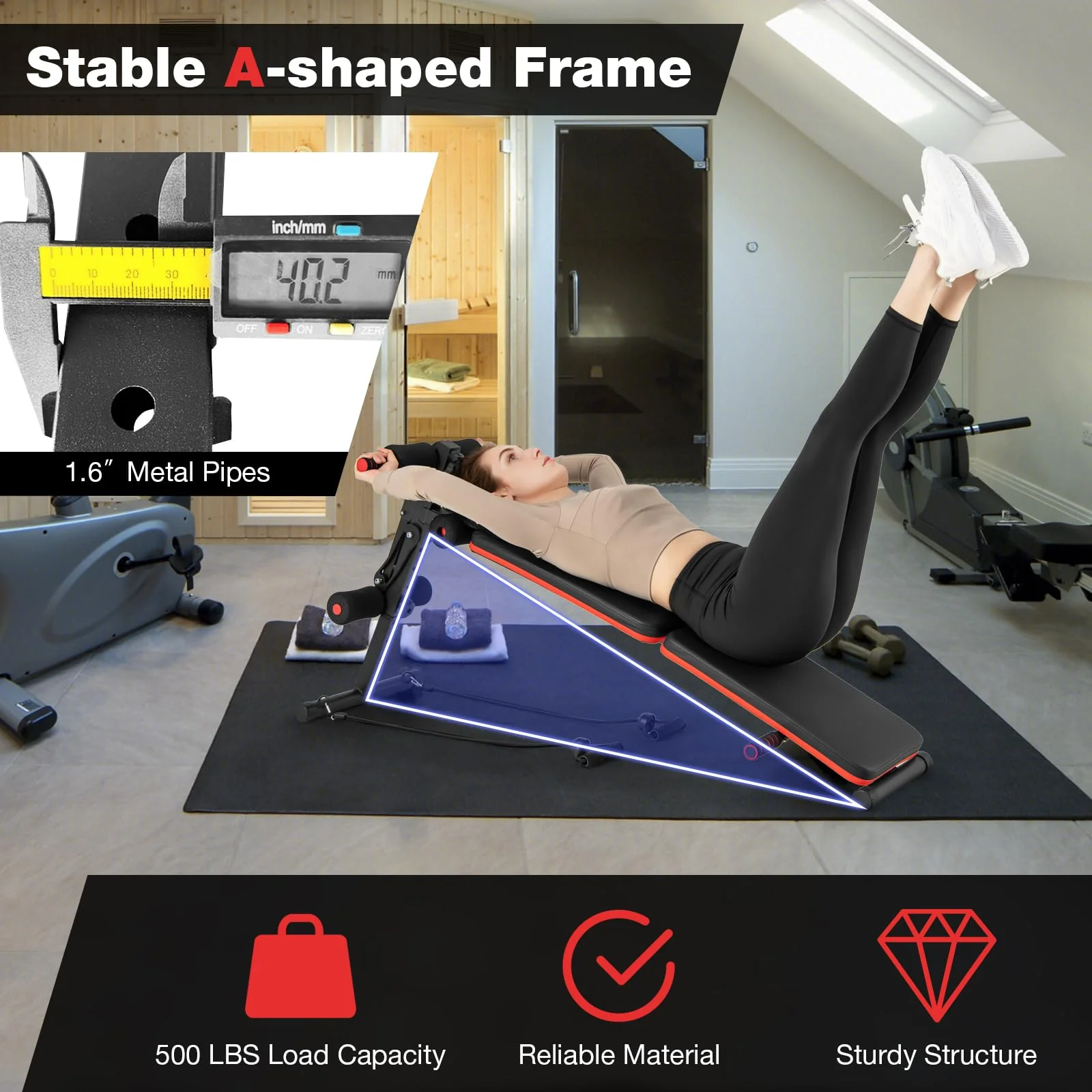 Goplus 7 in 1 Sit up Bench, Foldable Workout Bench w/4 Position Adjustable Height - Image 6