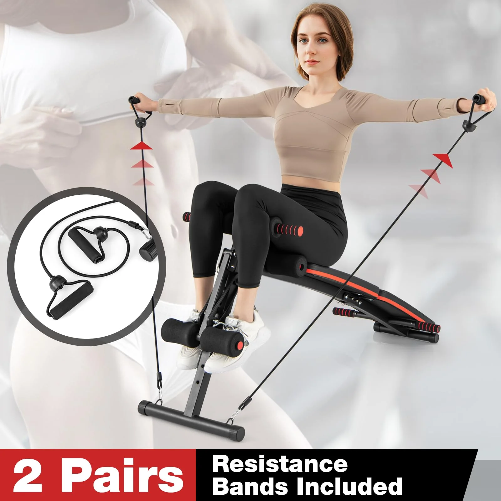 Goplus 7 in 1 Sit up Bench, Foldable Workout Bench w/4 Position Adjustable Height - Image 8