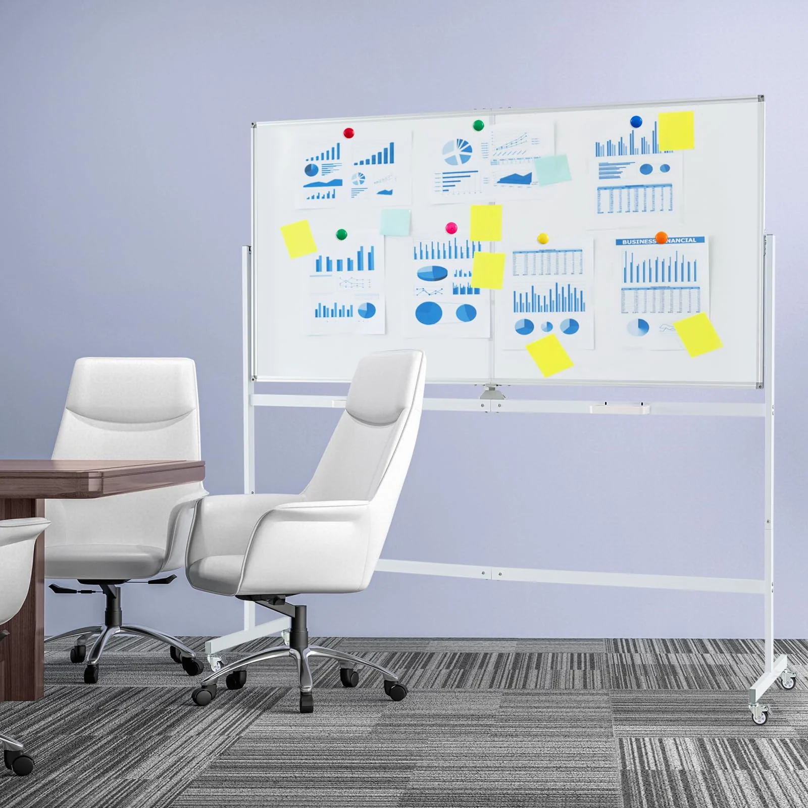 Goplus 72" x 36" Rolling Whiteboard, Double-Sided Magnetic Dry Erase Board with Stand and Aluminum Alloy Frame - Image 9