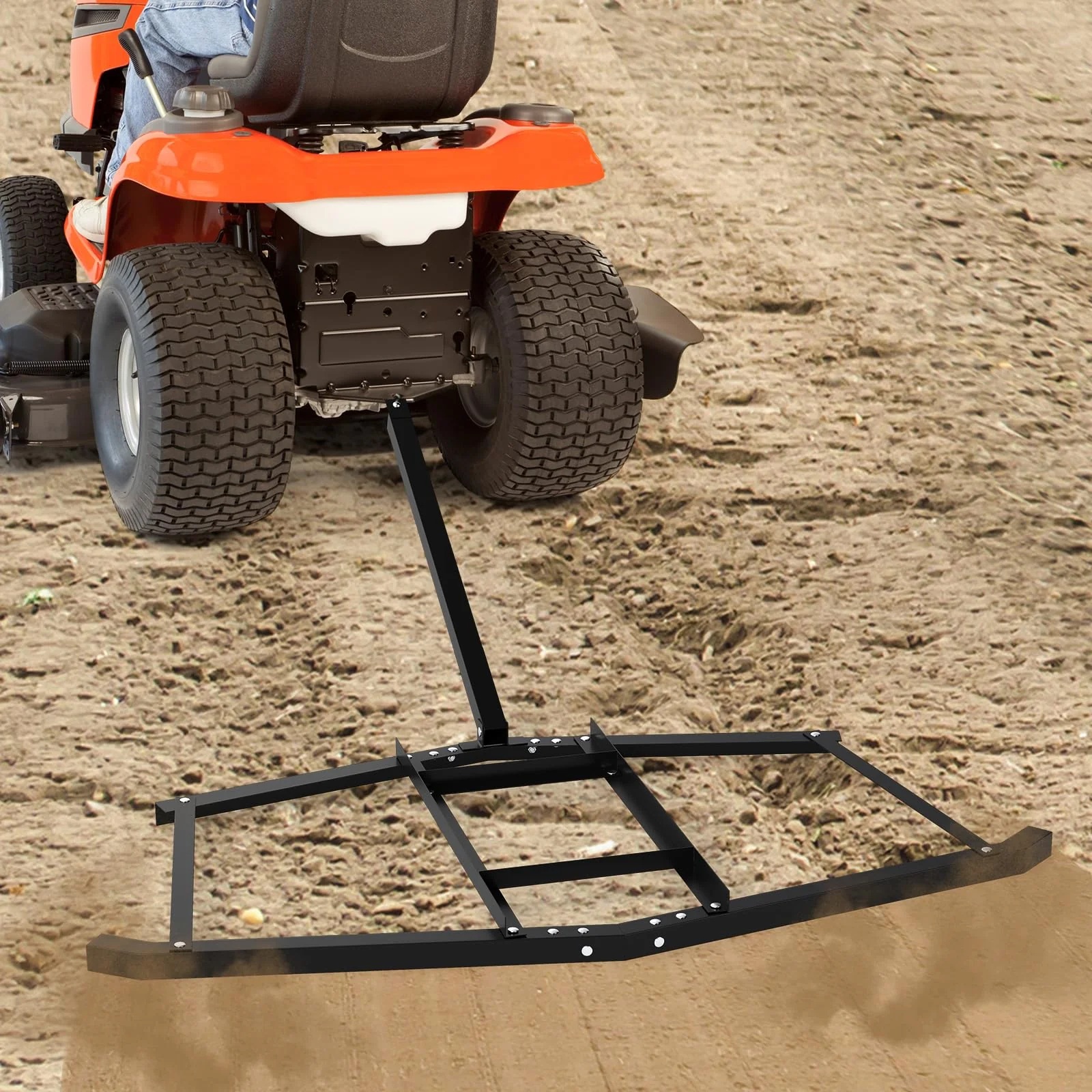 Goplus 74" Wide Driveway Drag Tow Behind Landscape Leveling Rake w/Reinforced Bars - Image 8