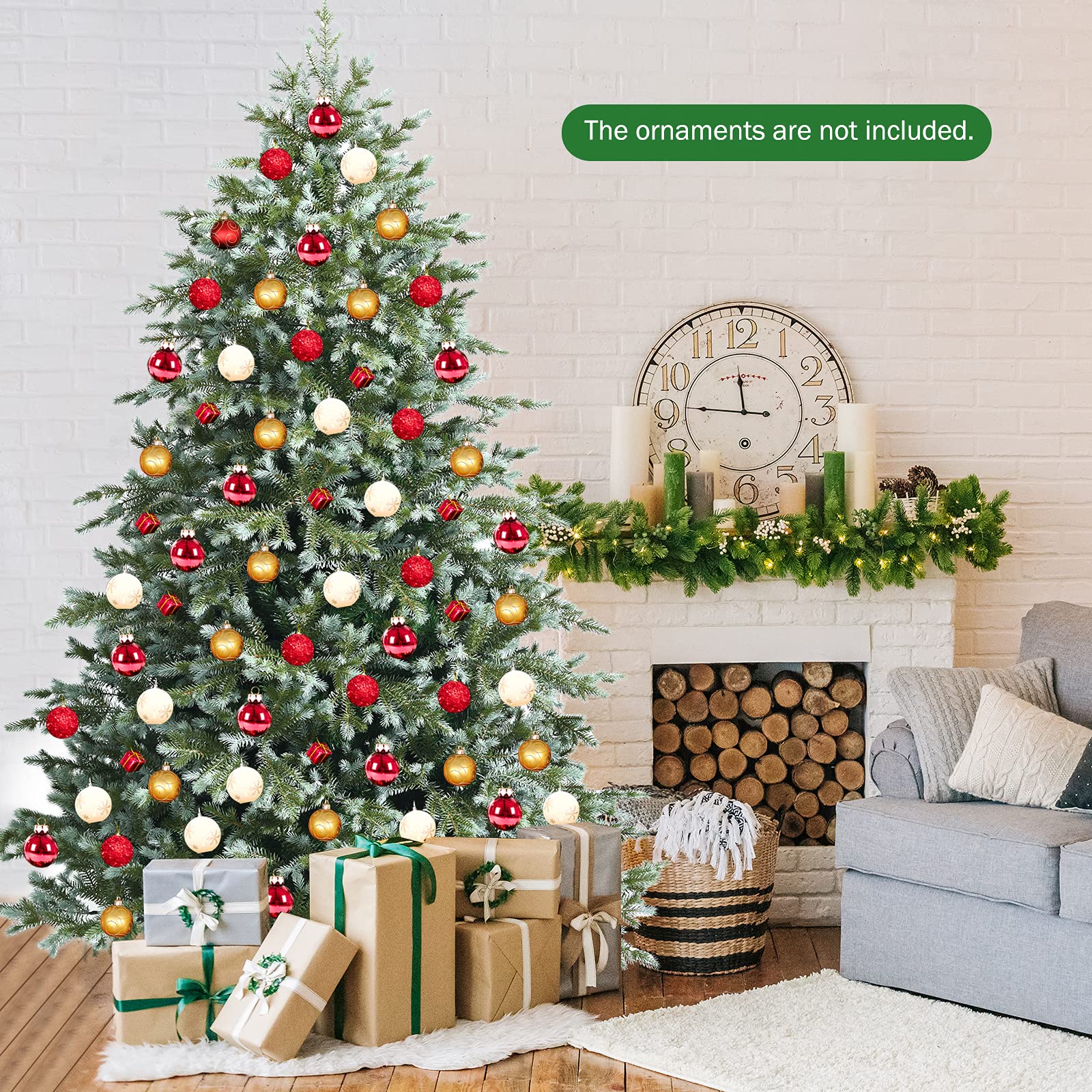 Goplus 7ft Artificial Christmas Tree Feel Real Unlit Hinged Xmas Spruce Tree - Image 5
