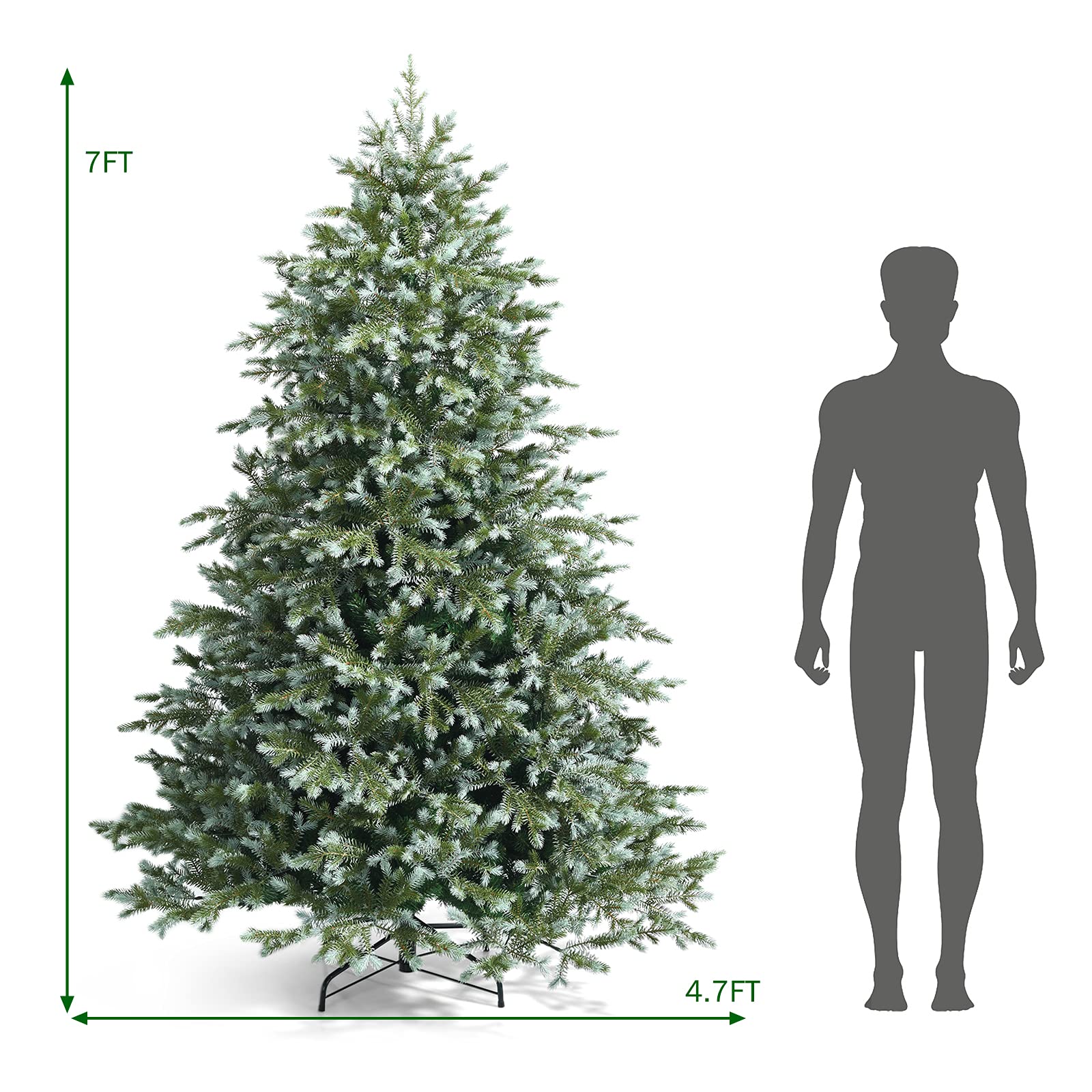 Goplus 7ft Artificial Christmas Tree Feel Real Unlit Hinged Xmas Spruce Tree - Image 7