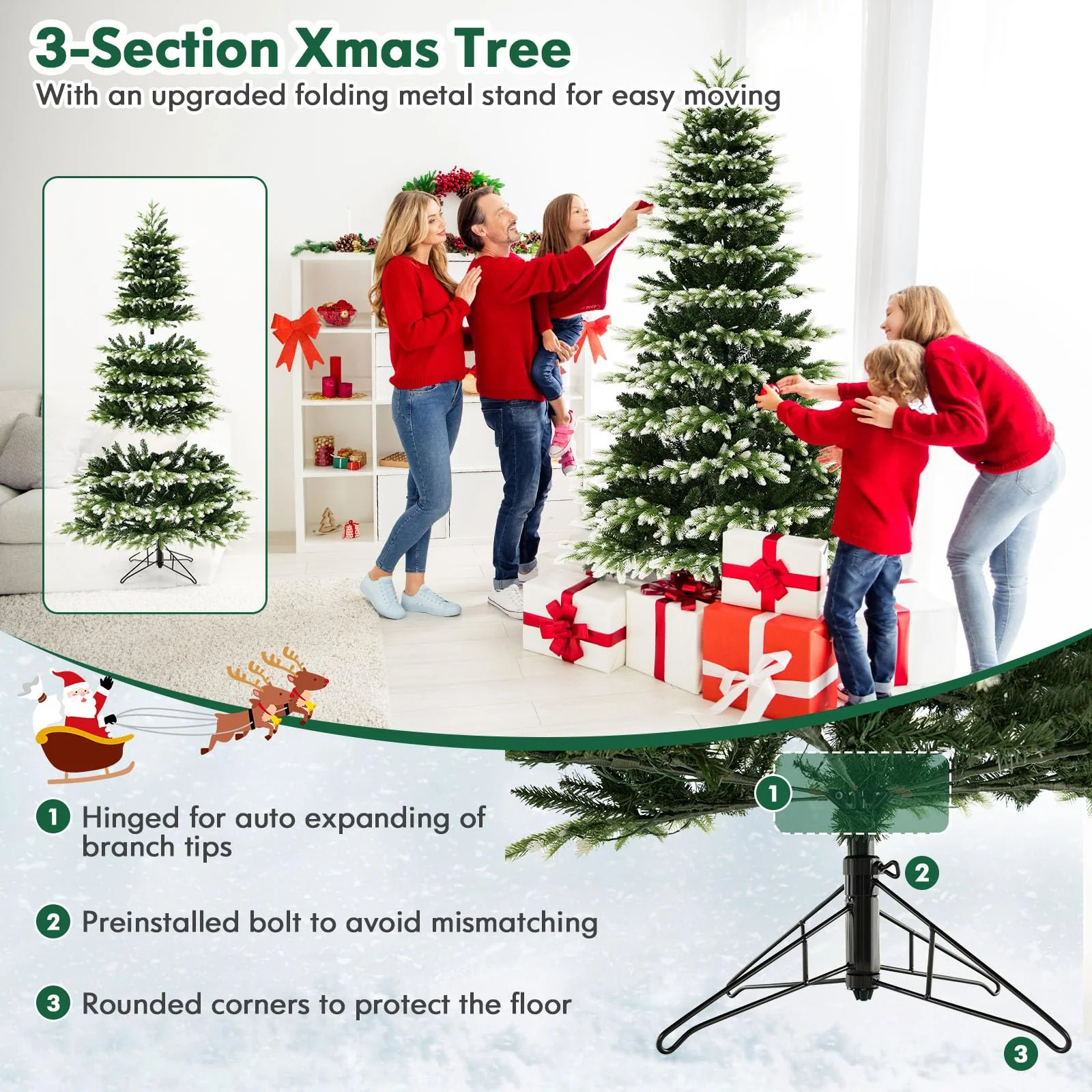 Goplus 7ft Pre-Lit Artificial Christmas Tree with Quick Power Connector - Image 6