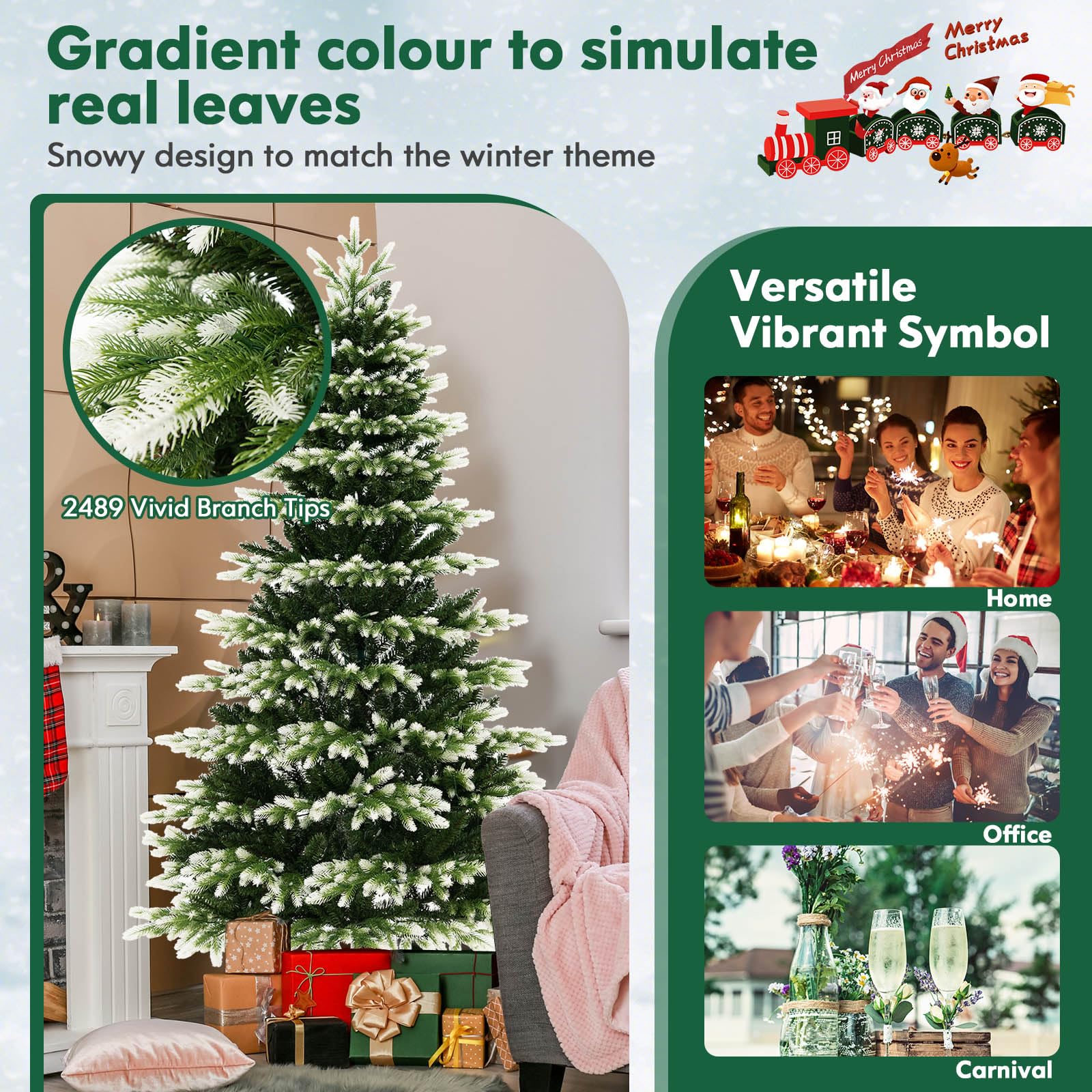 Goplus 7ft Pre-Lit Artificial Christmas Tree with Quick Power Connector - Image 7