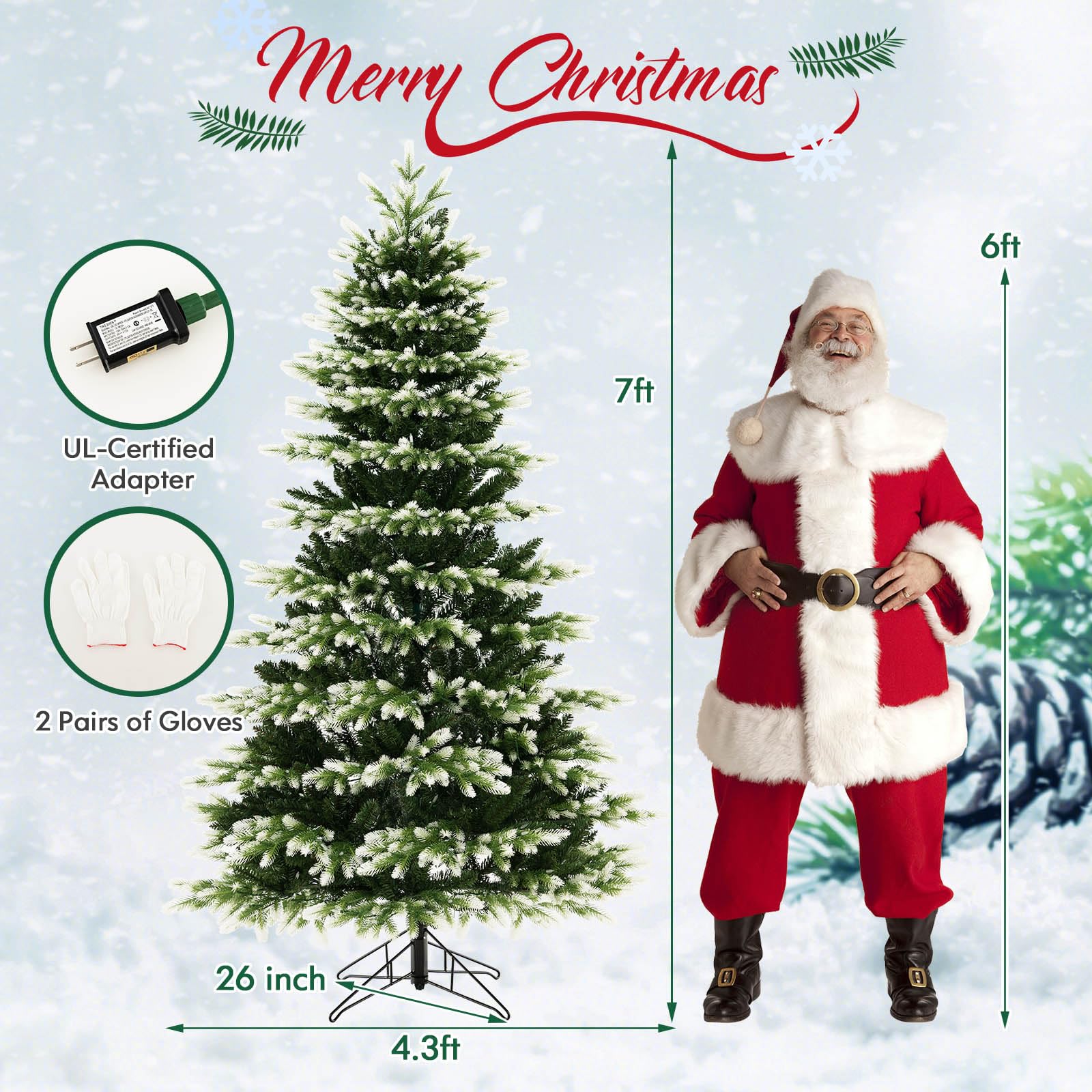 Goplus 7ft Pre-Lit Artificial Christmas Tree with Quick Power Connector - Image 8