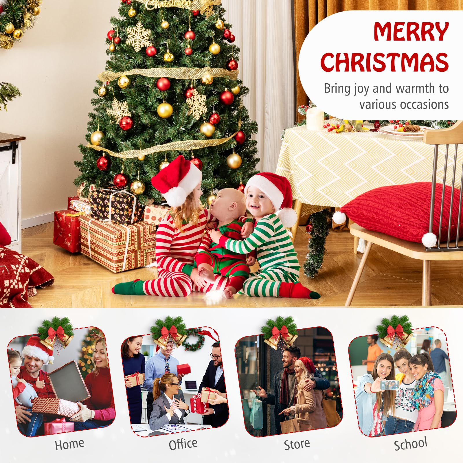 Goplus 7ft Pre-Lit Christmas Tree, Artificial Hinged Xmas Tree with 250 Warm White LED Lights - Image 8