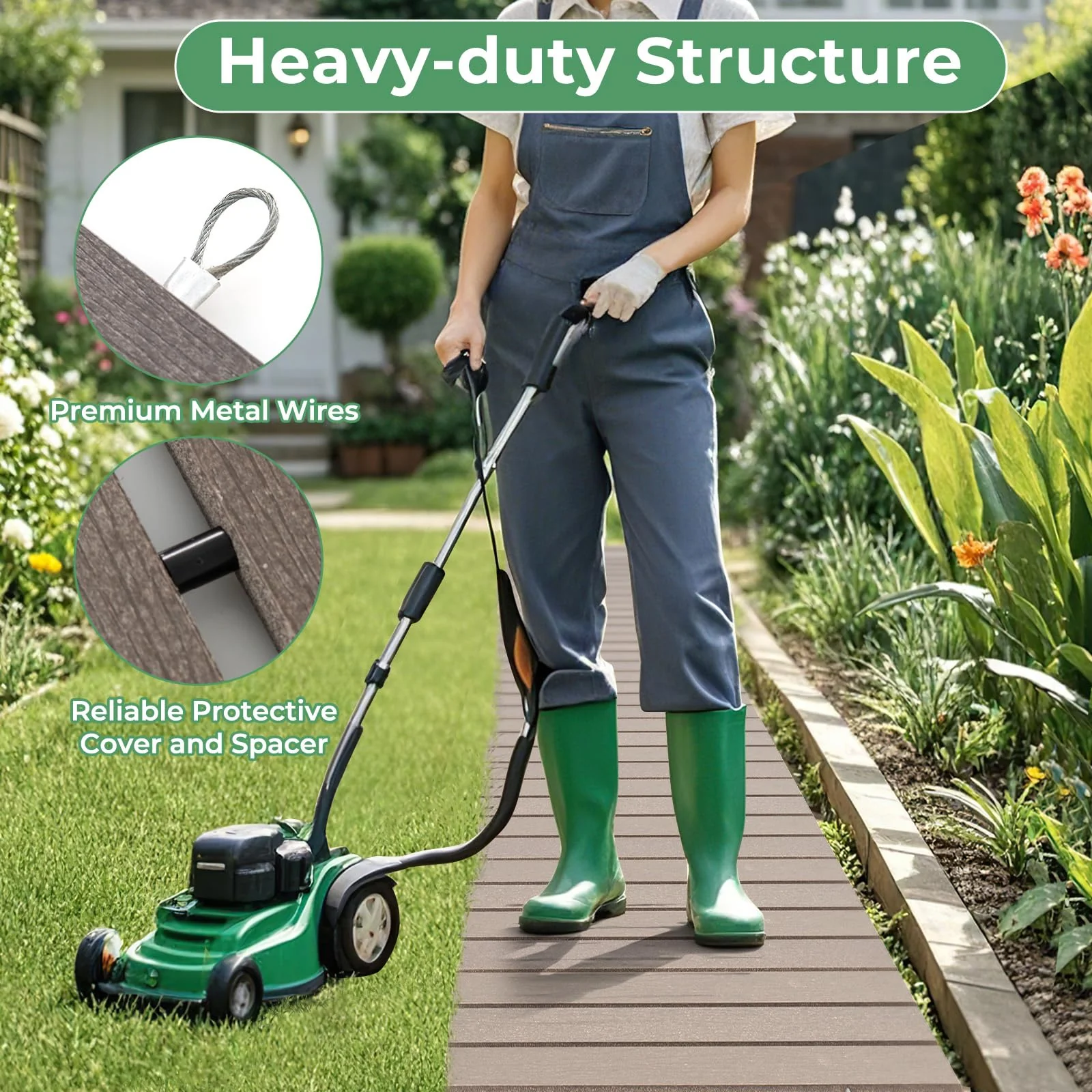 Goplus 8 FT Garden Pathway, Outdoor Roll Out Straight Walkway Patio Path, 95” x 21.5 ” x 0.5” - Image 3