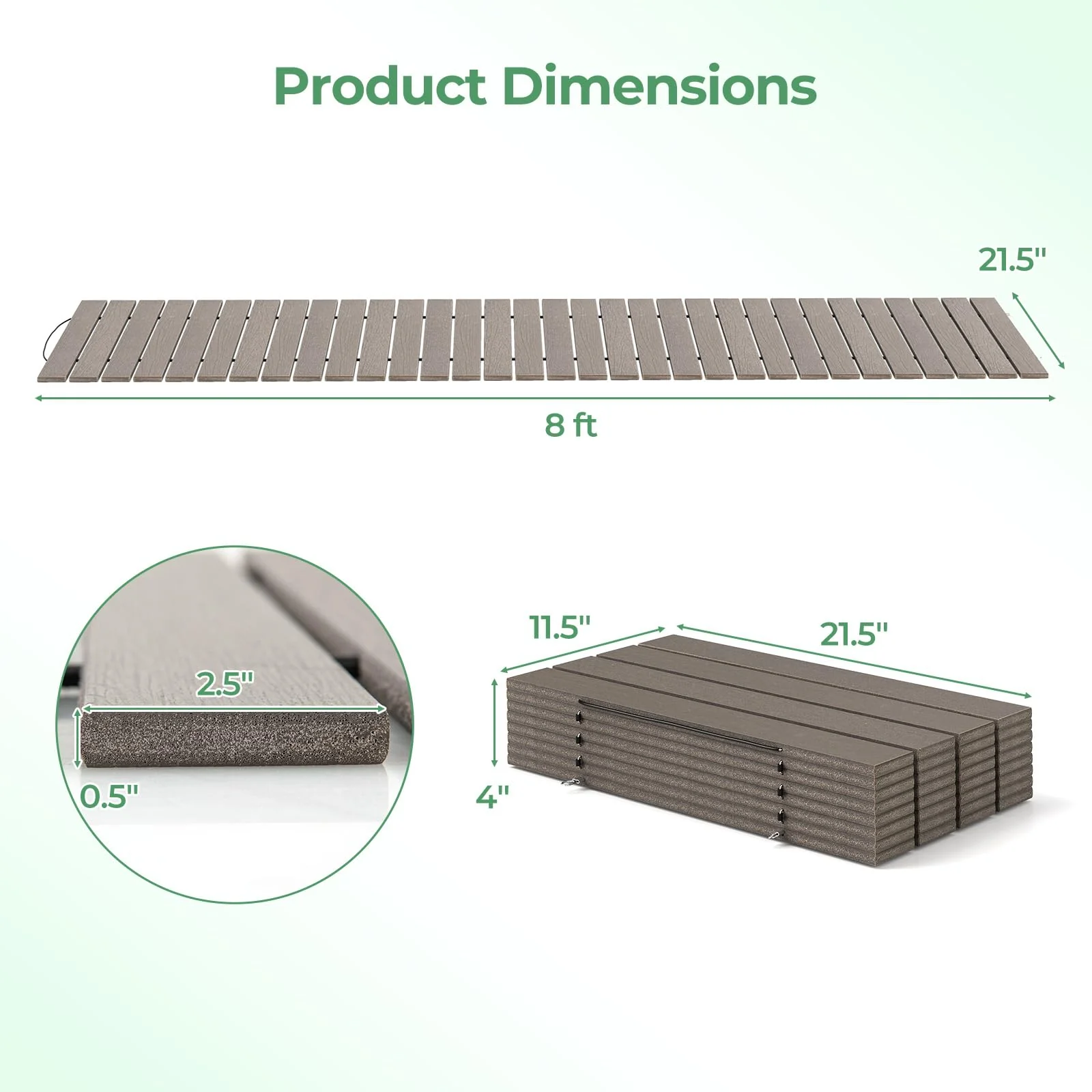 Goplus 8 FT Garden Pathway, Outdoor Roll Out Straight Walkway Patio Path, 95” x 21.5 ” x 0.5” - Image 7