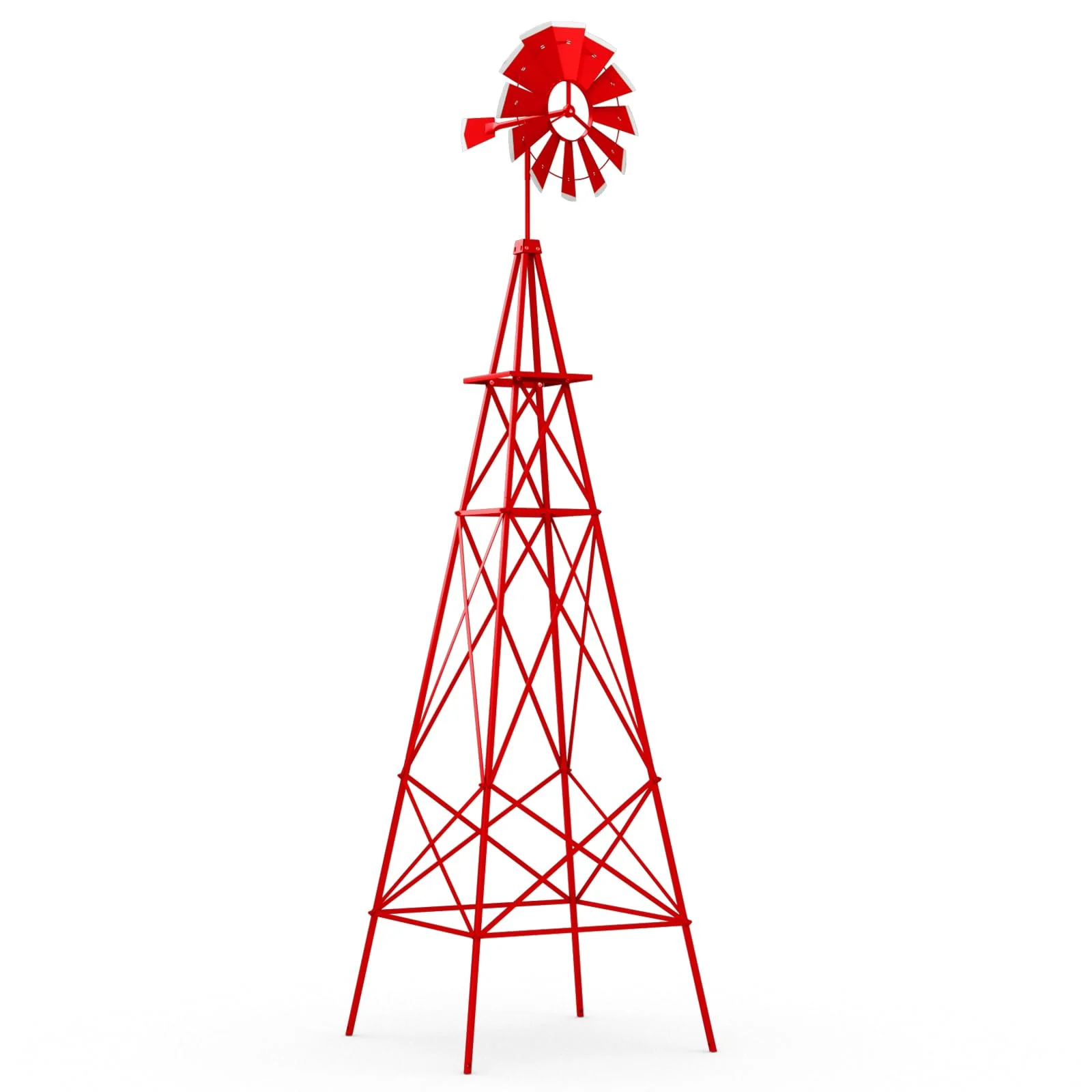 Goplus 8 ft Ornamental Windmill, All-Weather Metal Wind Mill w/ 4 Support Legs, Decorative Weathervane - Image 11