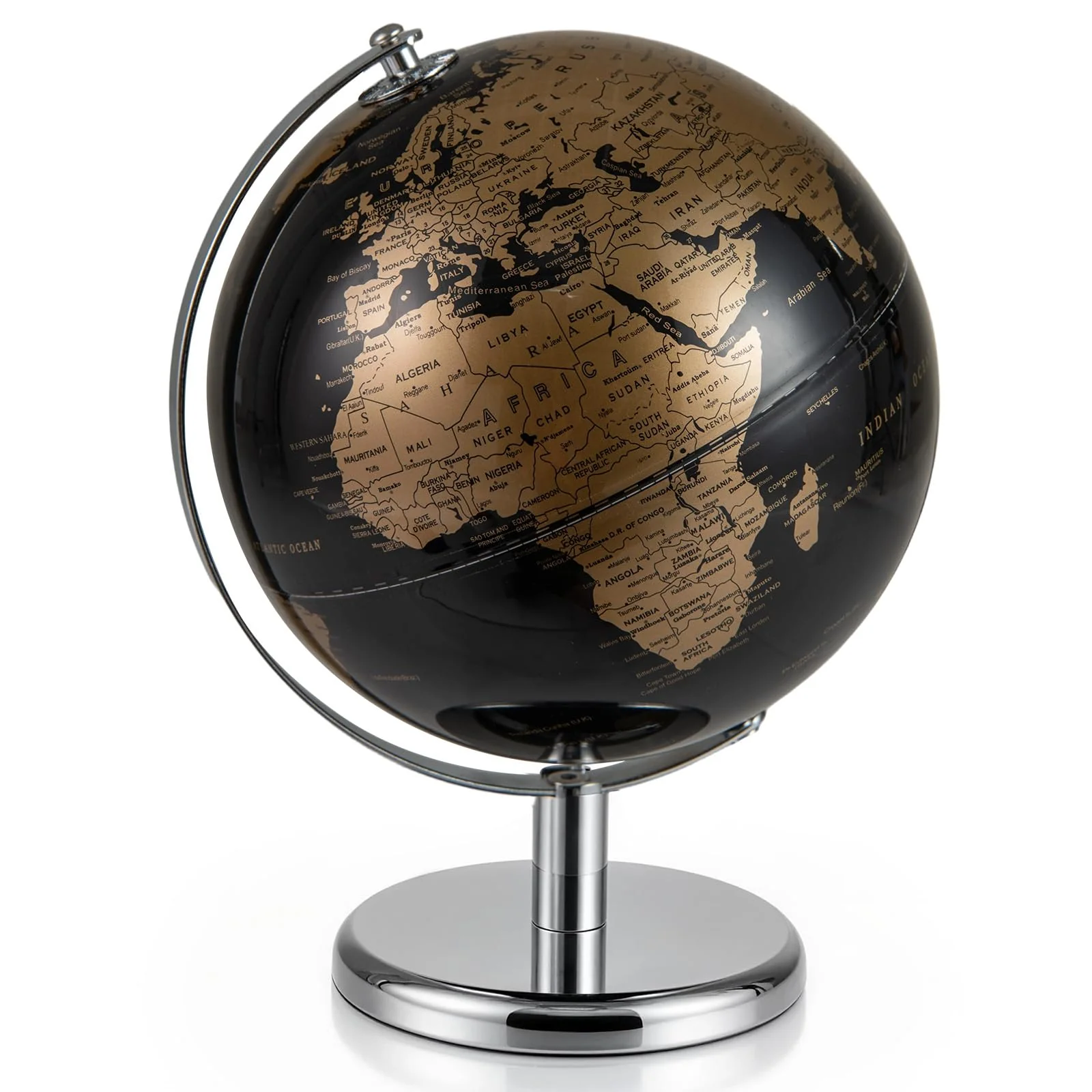 Goplus 8-Inch Metallic Black World Globe Educational Learning Toy