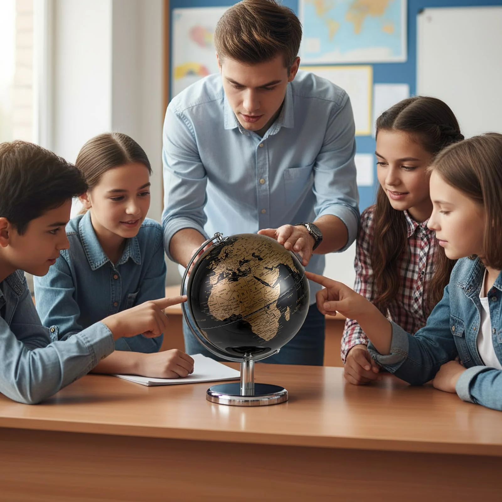 Goplus 8-Inch Metallic Black World Globe Educational Learning Toy - Image 2
