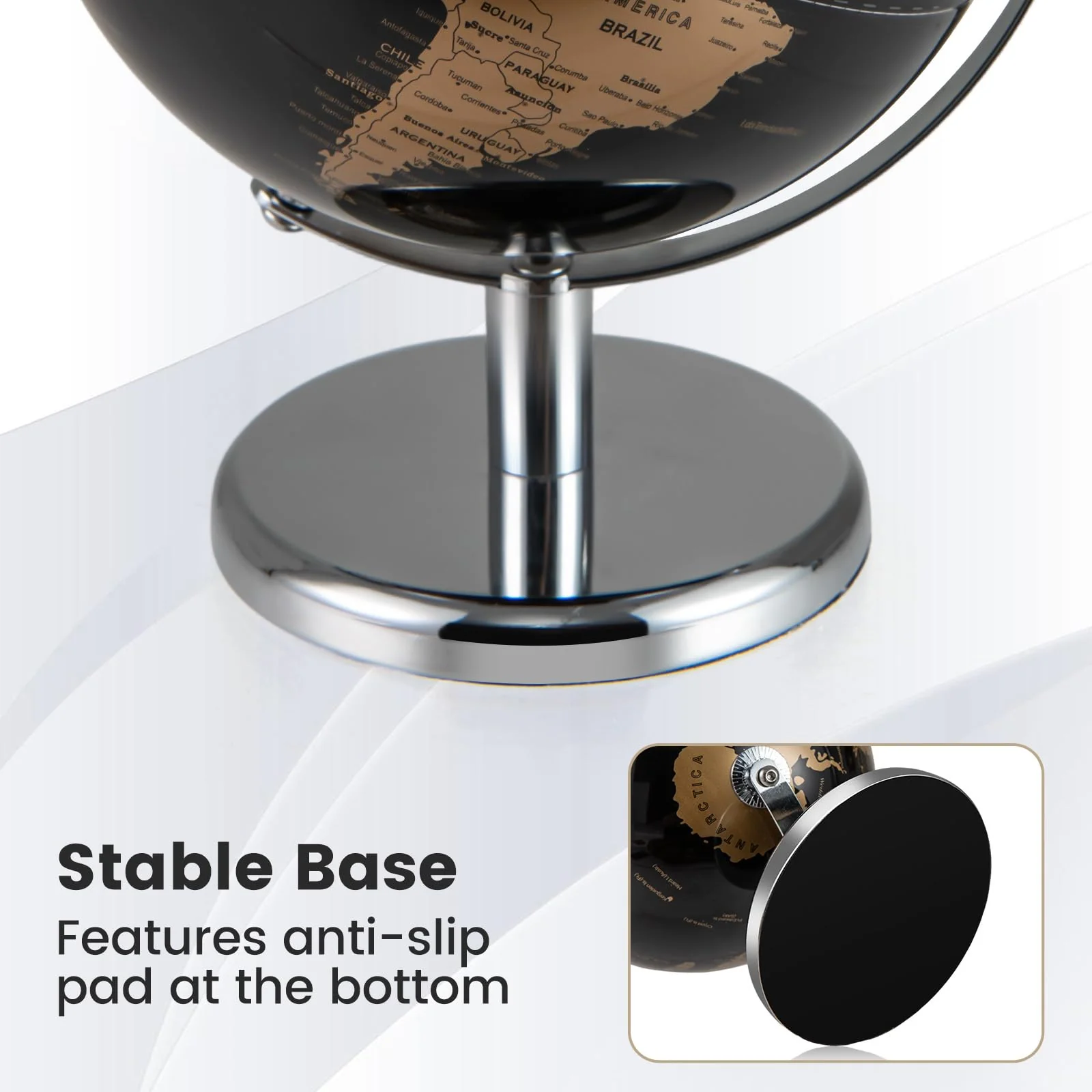 Goplus 8-Inch Metallic Black World Globe Educational Learning Toy - Image 5