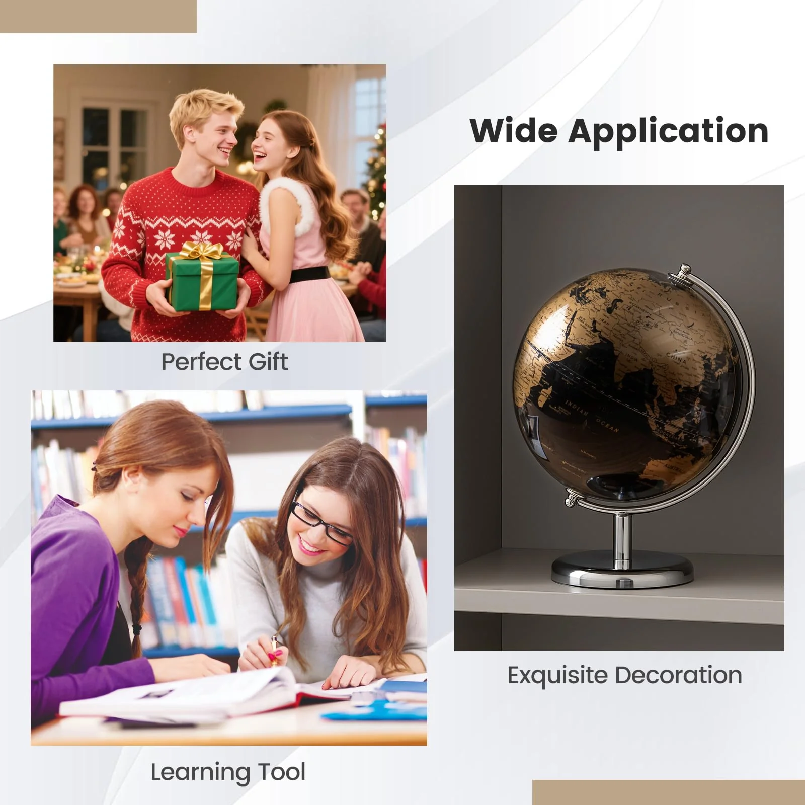 Goplus 8-Inch Metallic Black World Globe Educational Learning Toy - Image 7